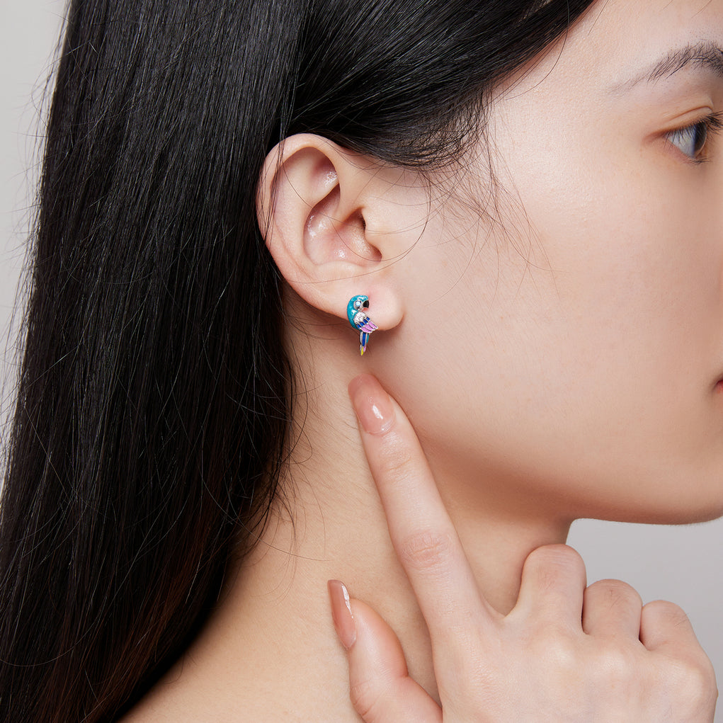 925 Sterling Silver Enamel Crafted Earrings for Women - 16x9mm