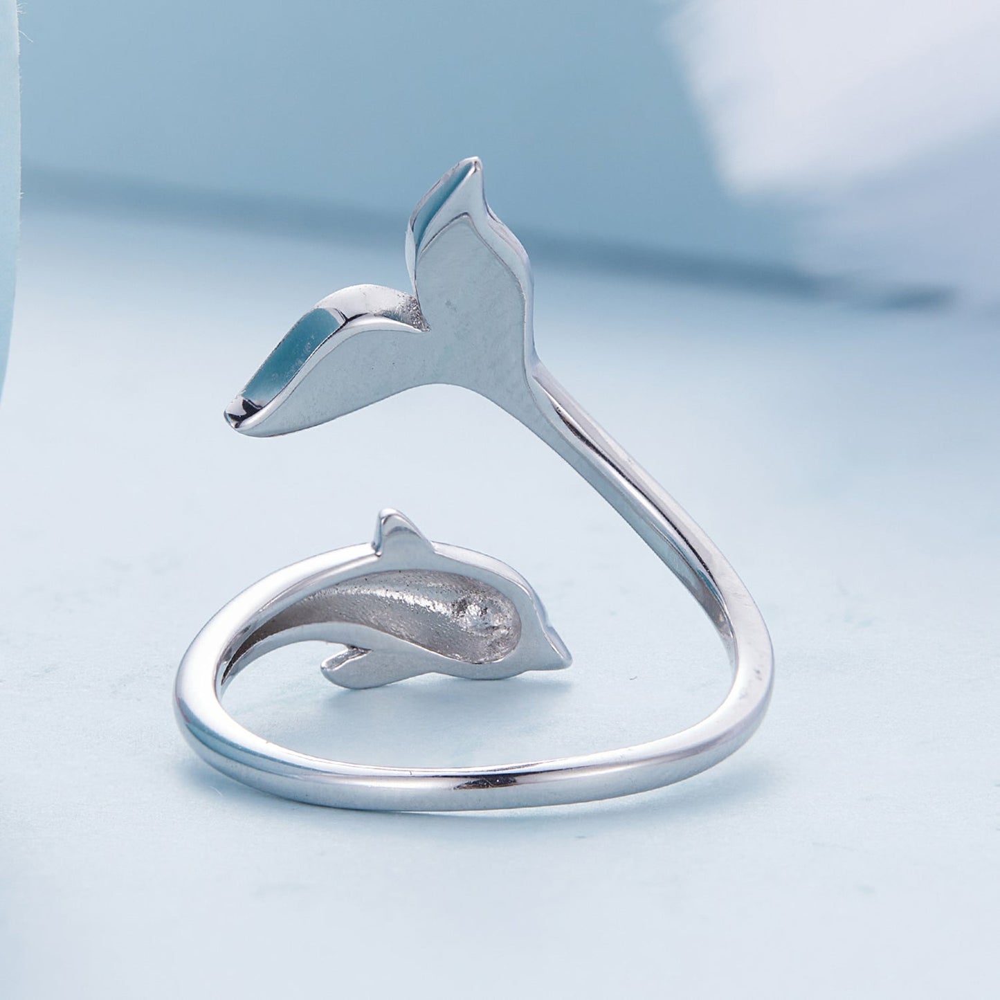 925 Sterling Silver Enamel Plated Puffer Fish Ring