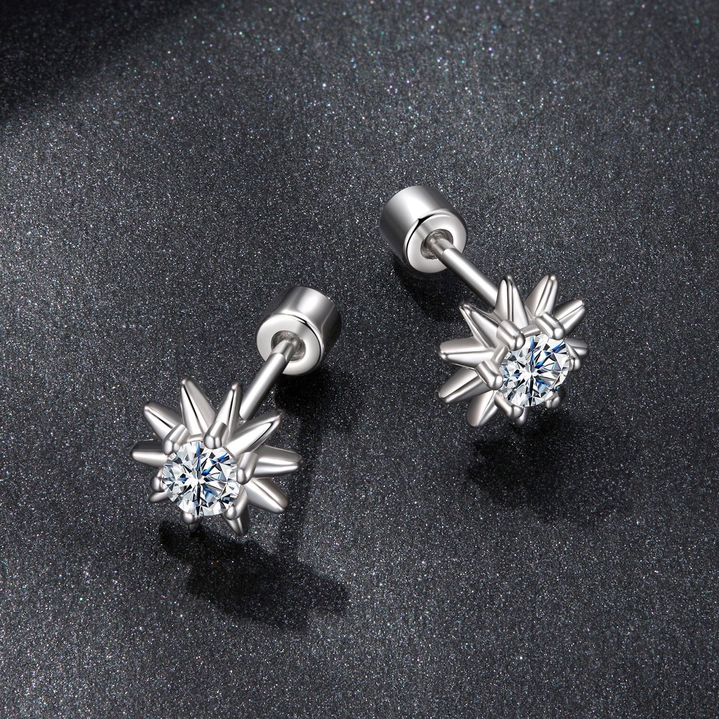 925 Sterling Silver Moissanite 0.10 Carat Earrings for Women - 0.7cm Size