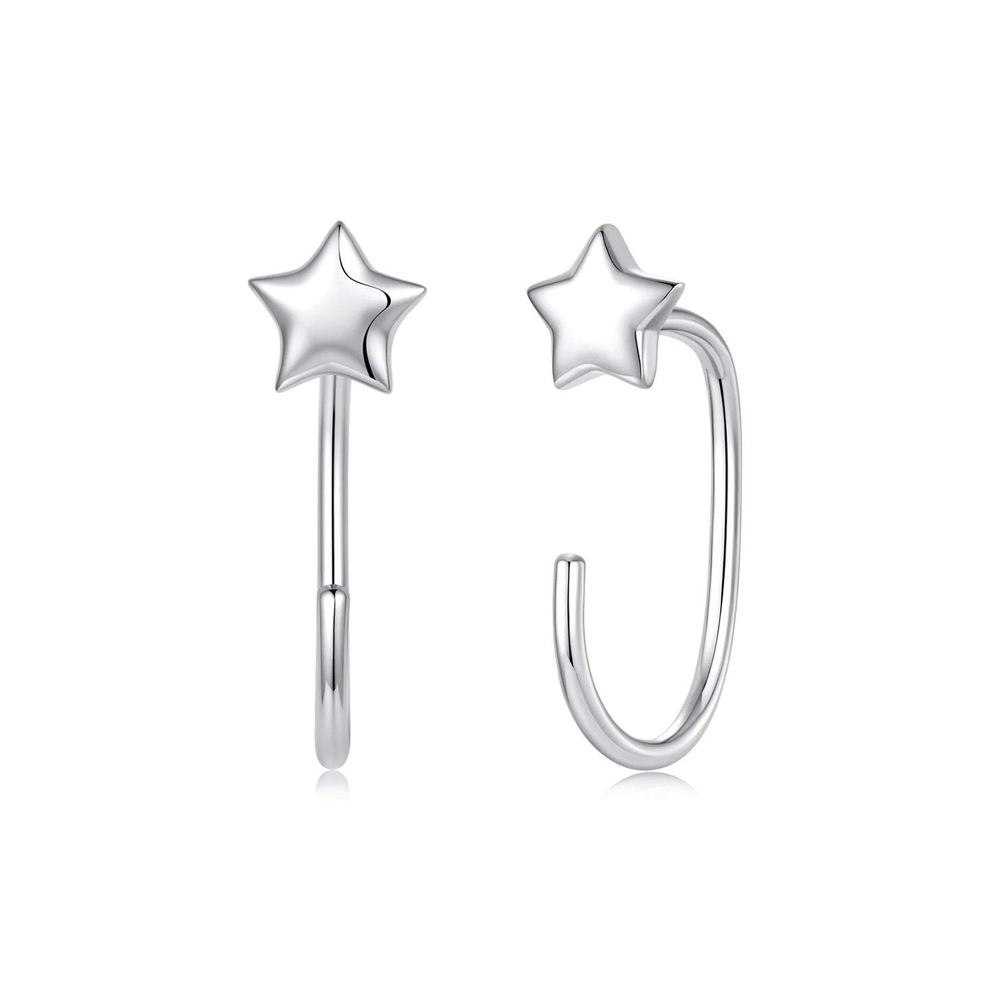 925 Sterling Silver Brass Earrings with White Gold Plating 1.4cm for Women