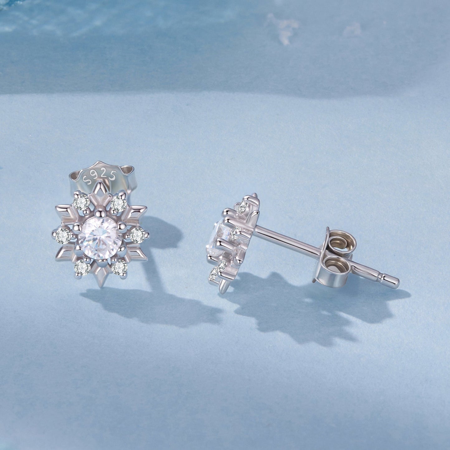 925 Sterling Silver White Gold Plated 0.7cm Pavé Set CZ Earrings for Women