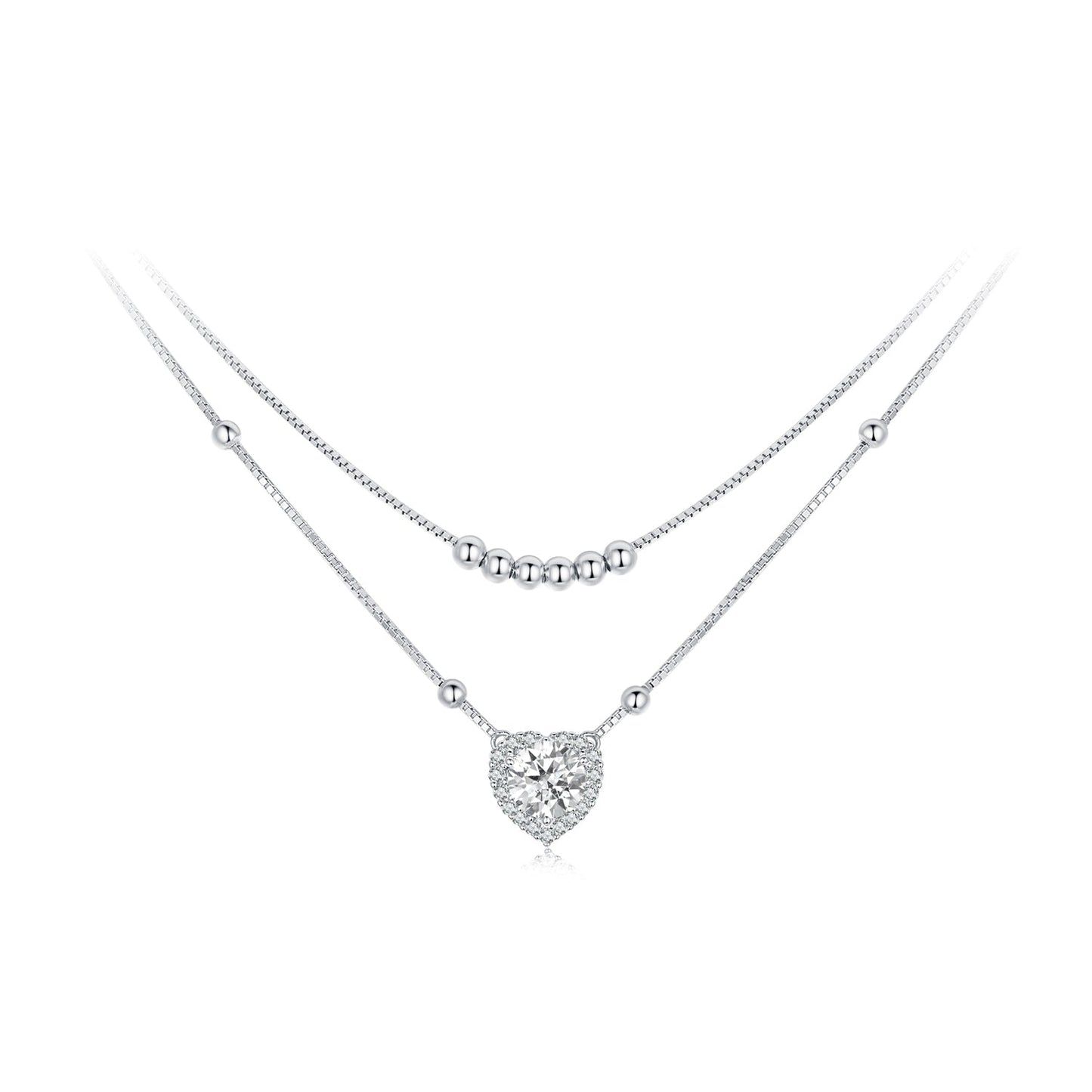 925 Sterling Silver 6.5mm Moissanite Necklace with Pavé Setting for Women