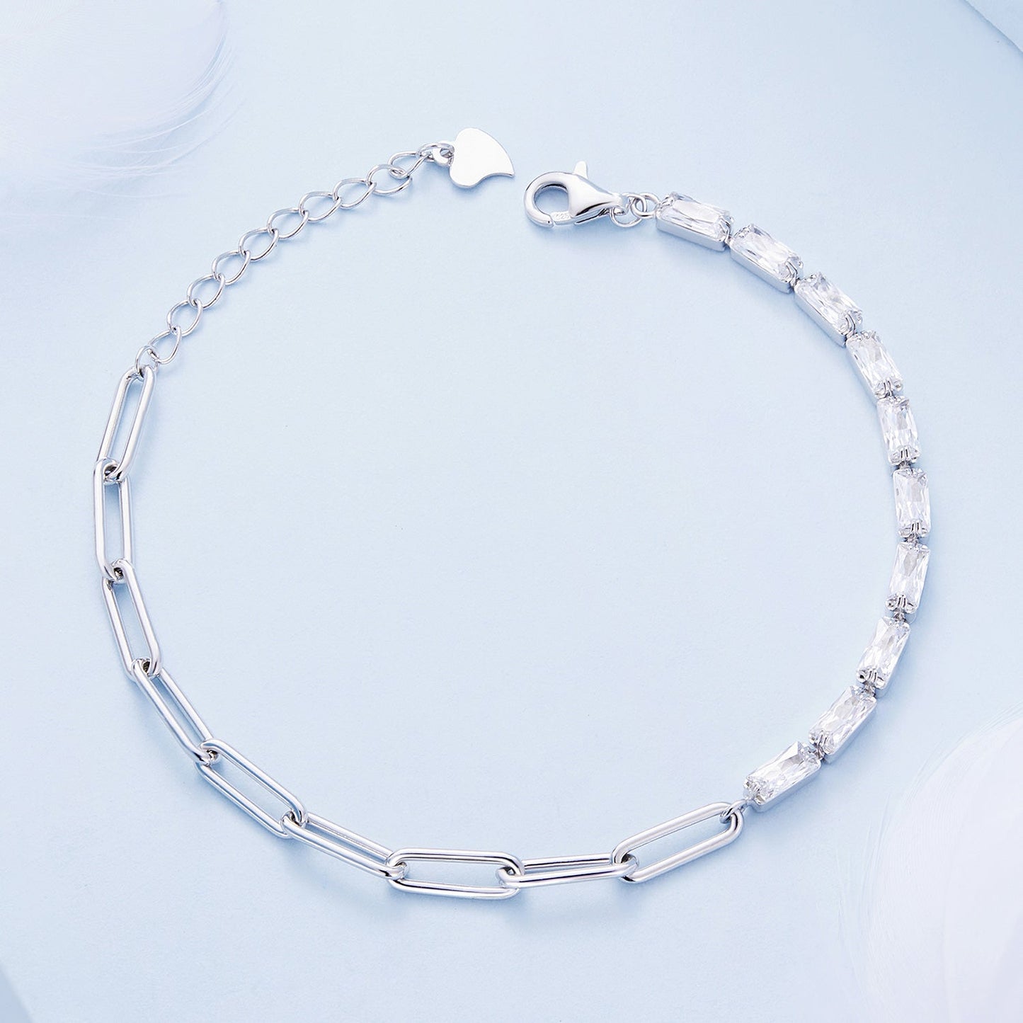 925 Sterling Silver Pavé Setting CZ Bracelet with Platinum Plating, Adjustable 14.5+3cm, for Women
