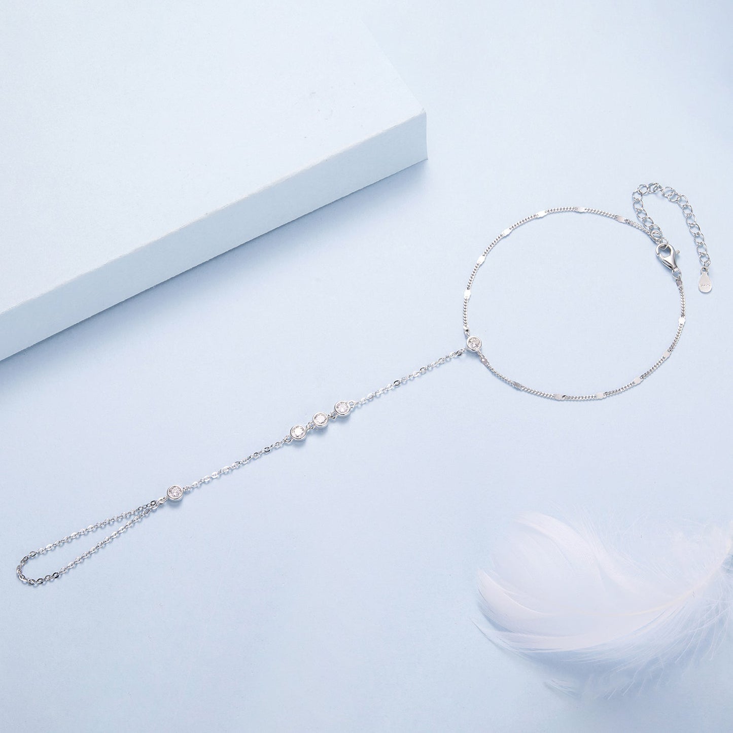925 Sterling Silver White Gold Plated Adjustable Bracelet for Women