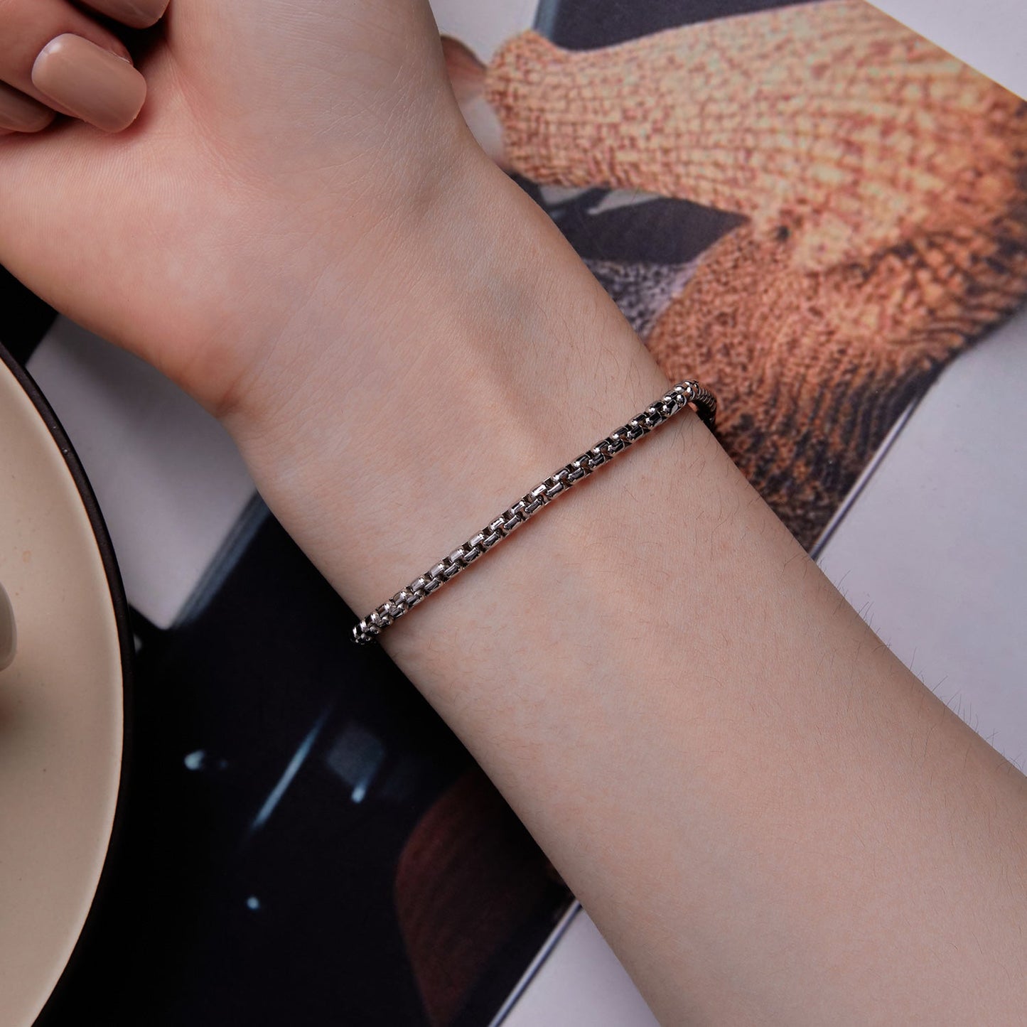 925 Sterling Silver Bracelet 19cm with CZ Stones for Women
