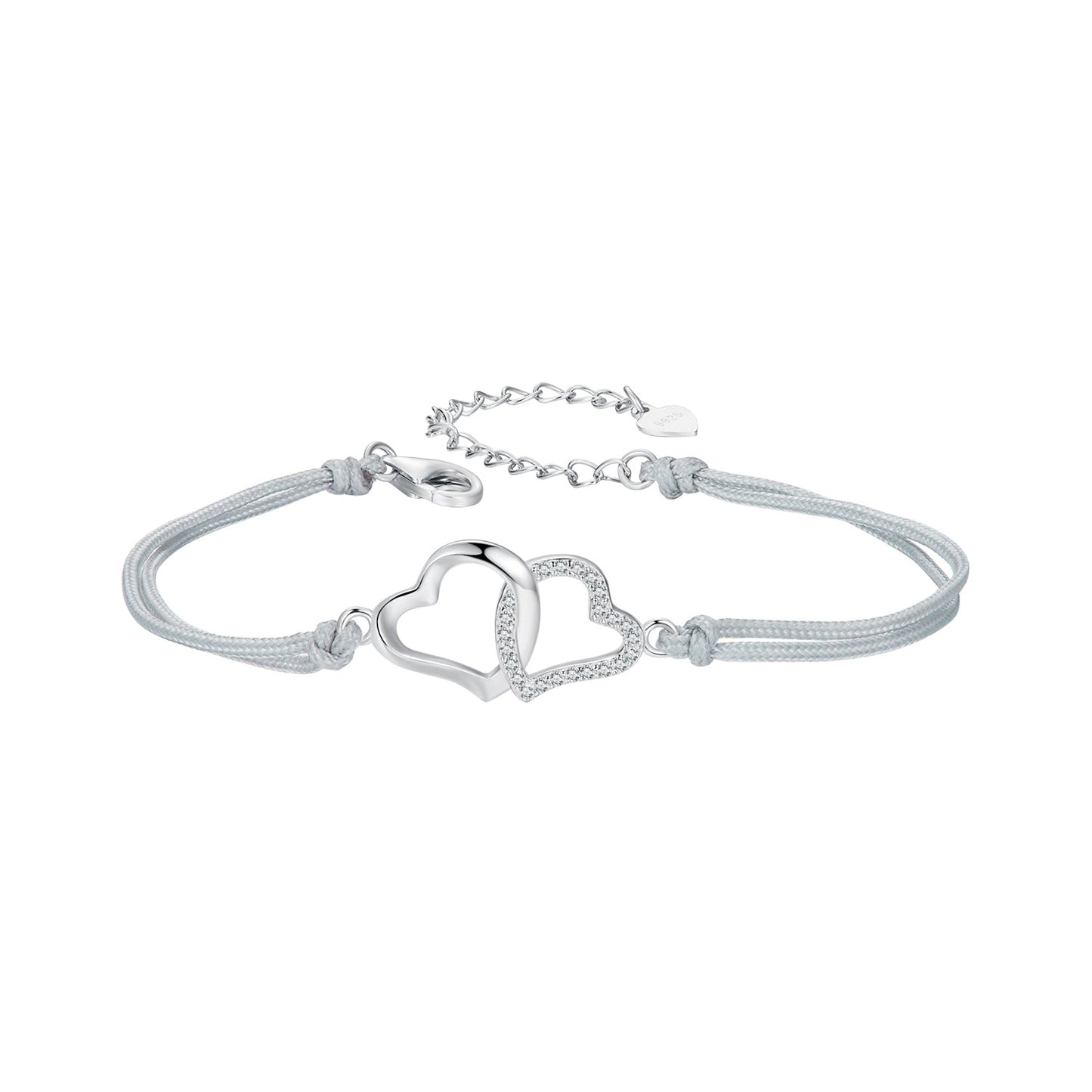925 Sterling Silver Bracelet with Pavé Setting CZ, 170+50mm Length, White Gold Plated for Women