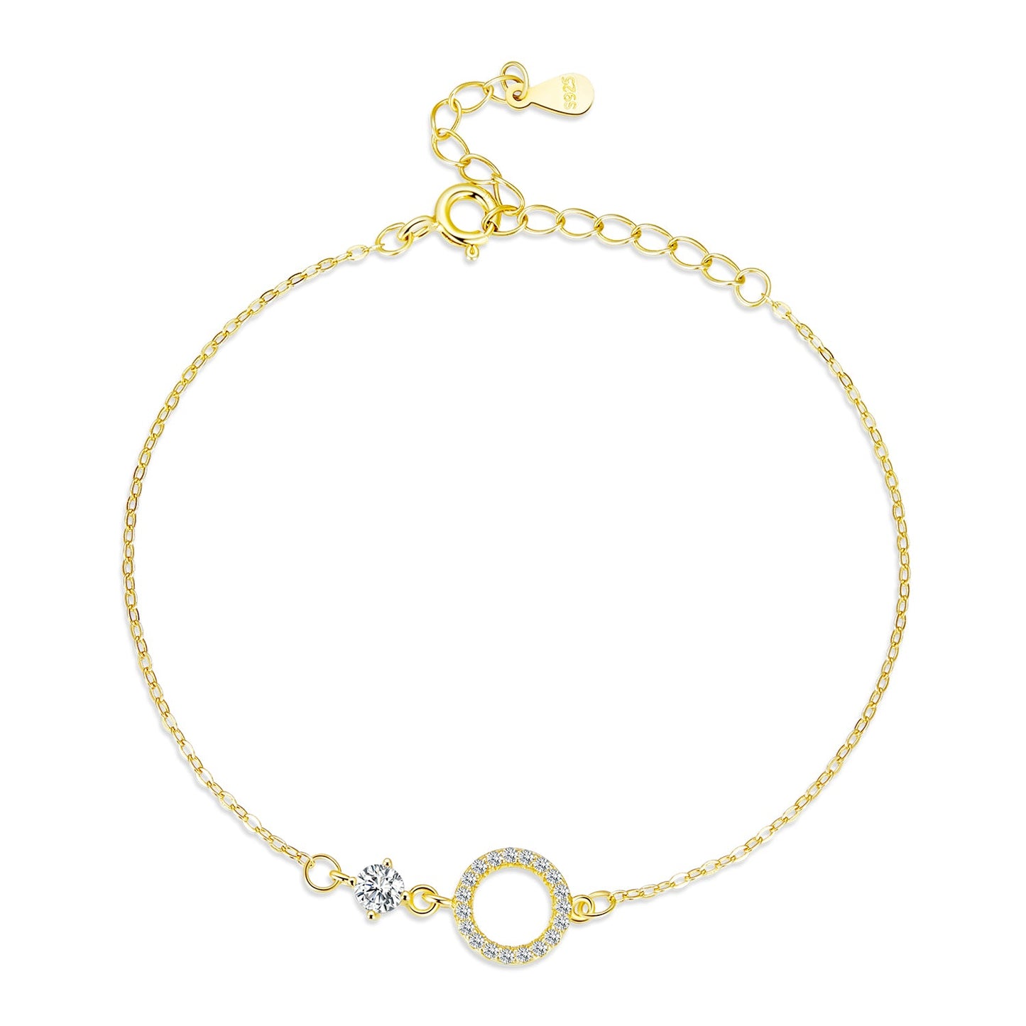 925 Sterling Silver Adjustable Bracelet with Pavé Set CZ for Women