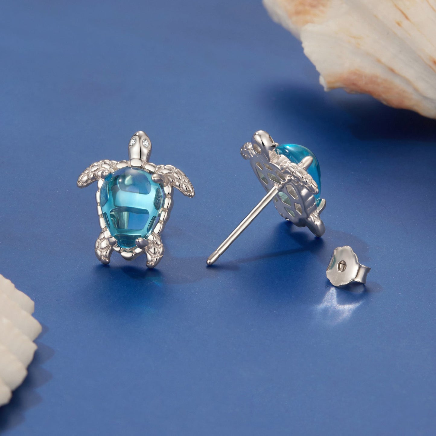925 Sterling Silver & Brass Transparent Glass CZ Earrings 1.3*1.2cm for Women