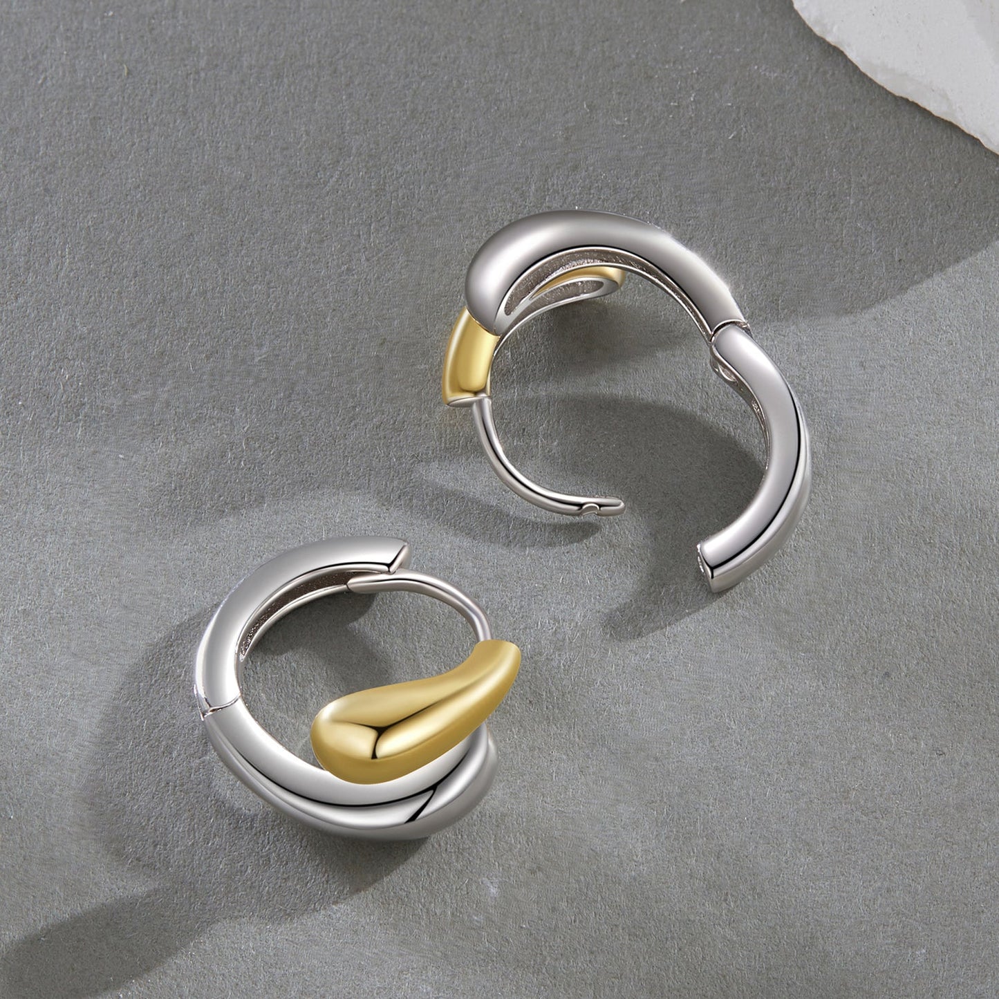 925 Sterling Silver & Plated Gold & Plated White Gold Earrings