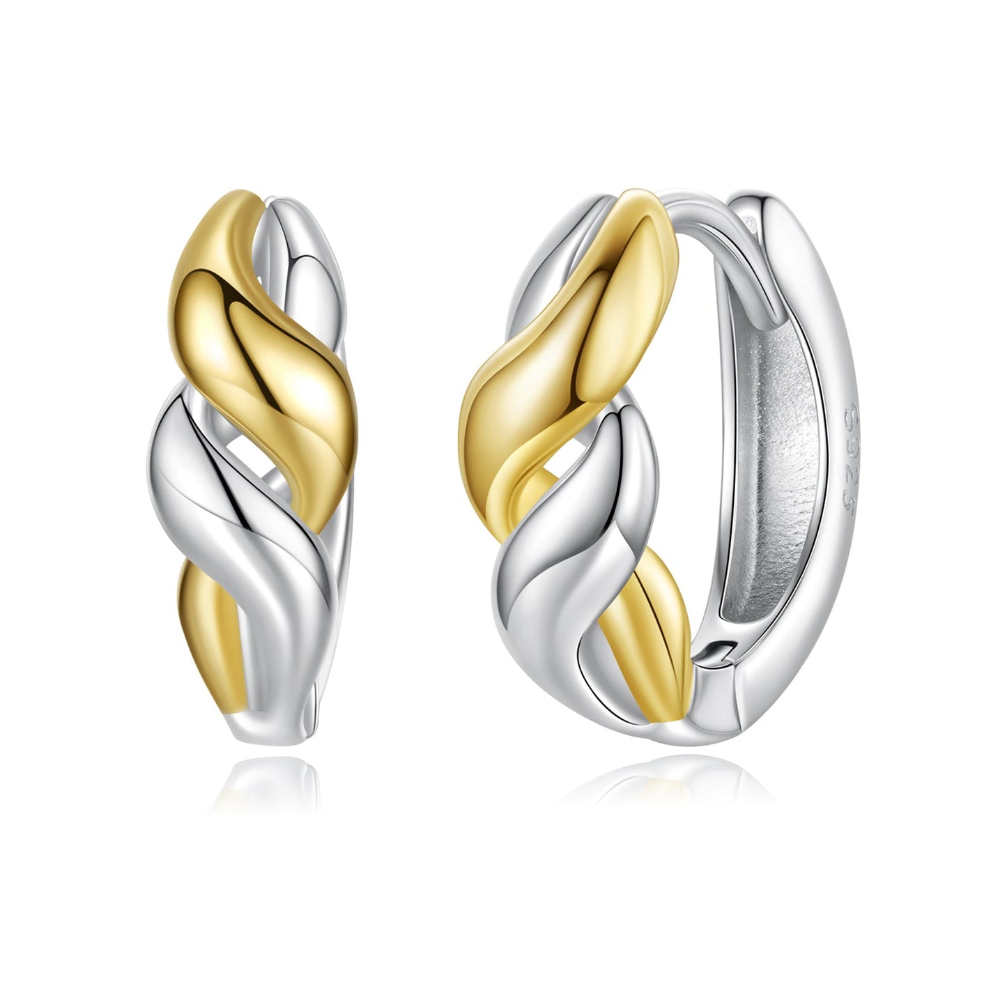 925 Sterling Silver Earrings with Plated White Gold and Gold for Women
