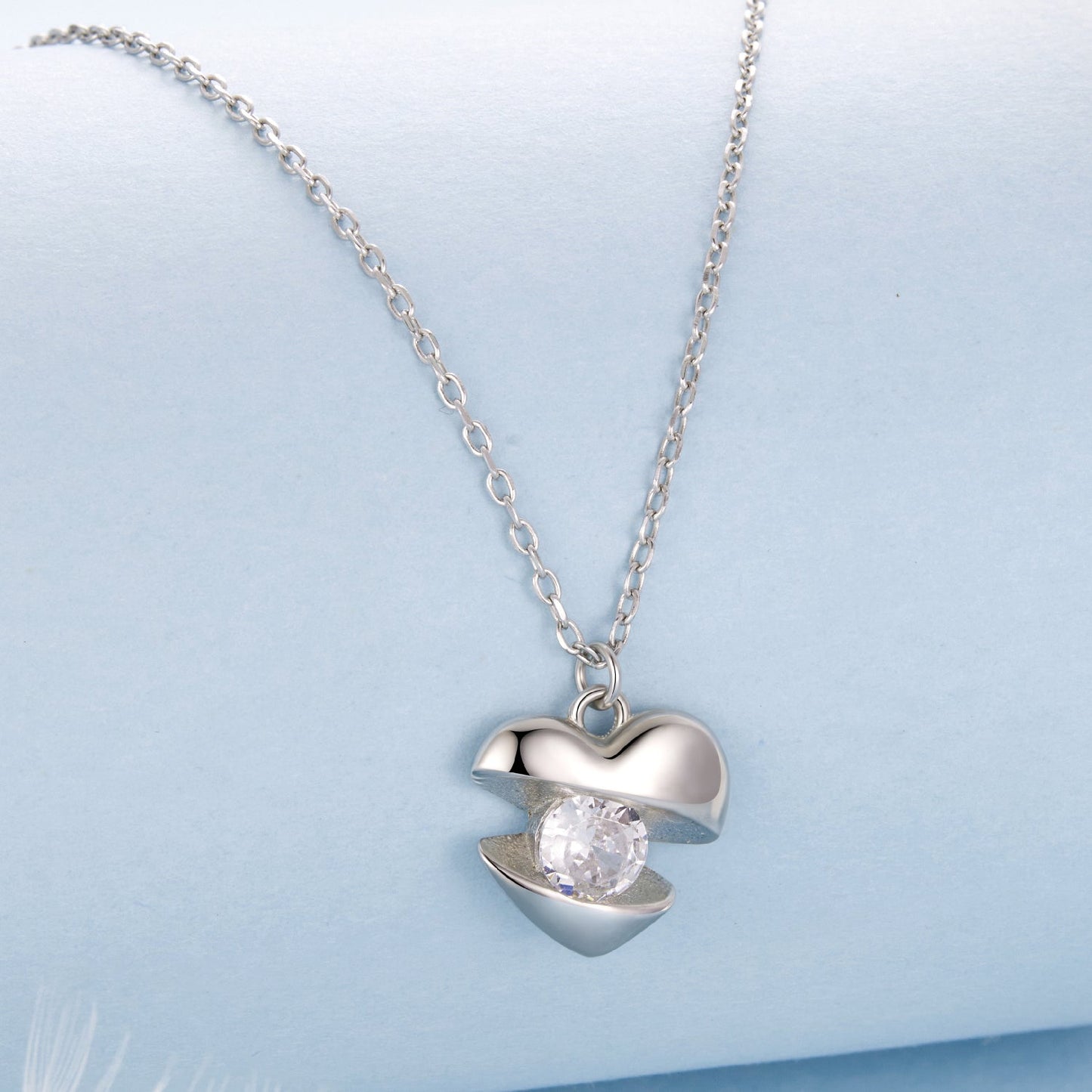 925 Sterling Silver White Gold Plated 40cm+5cm Length CZ Necklace for Women