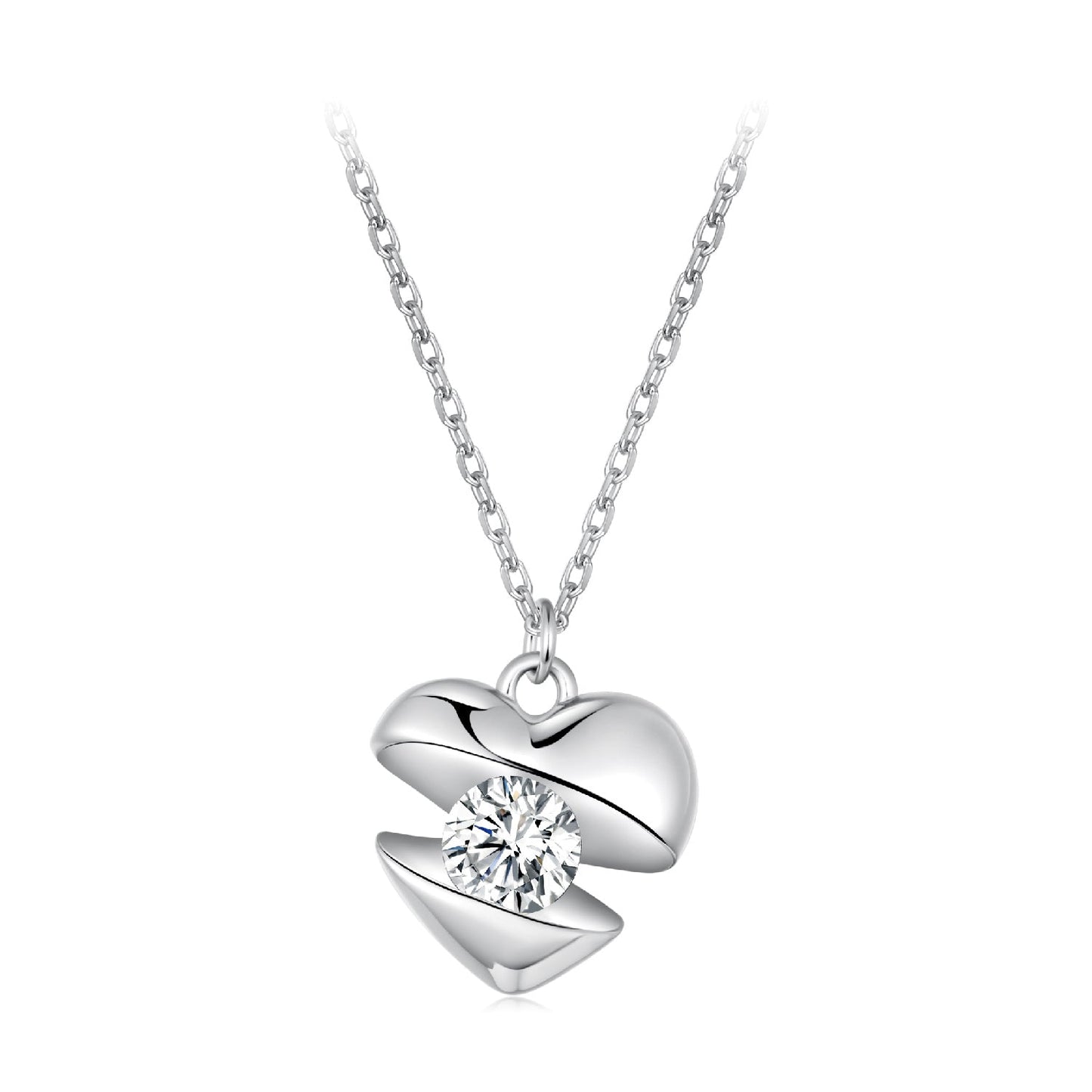 925 Sterling Silver White Gold Plated 40cm+5cm Length CZ Necklace for Women