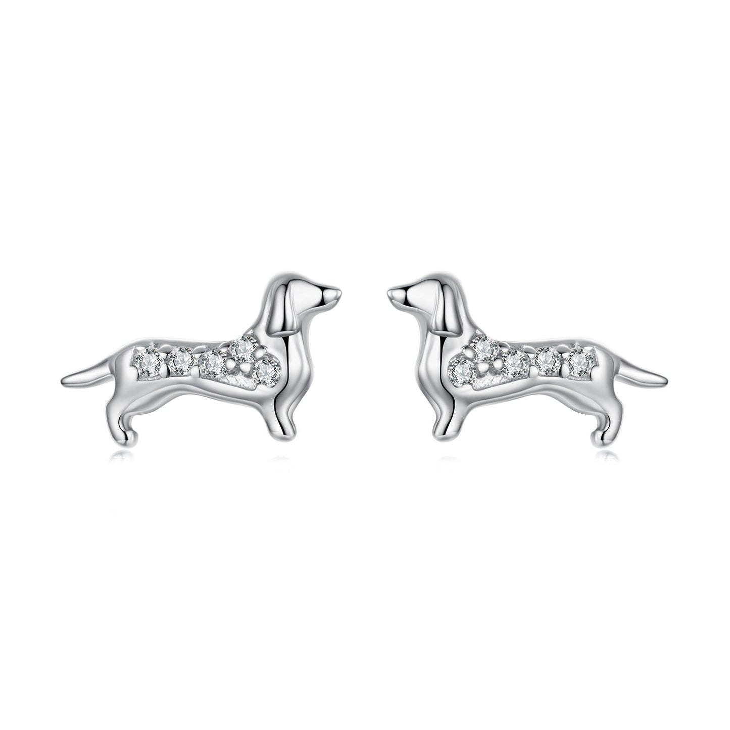925 Sterling Silver Earrings with Pavé Setting and White Gold Plating for Women