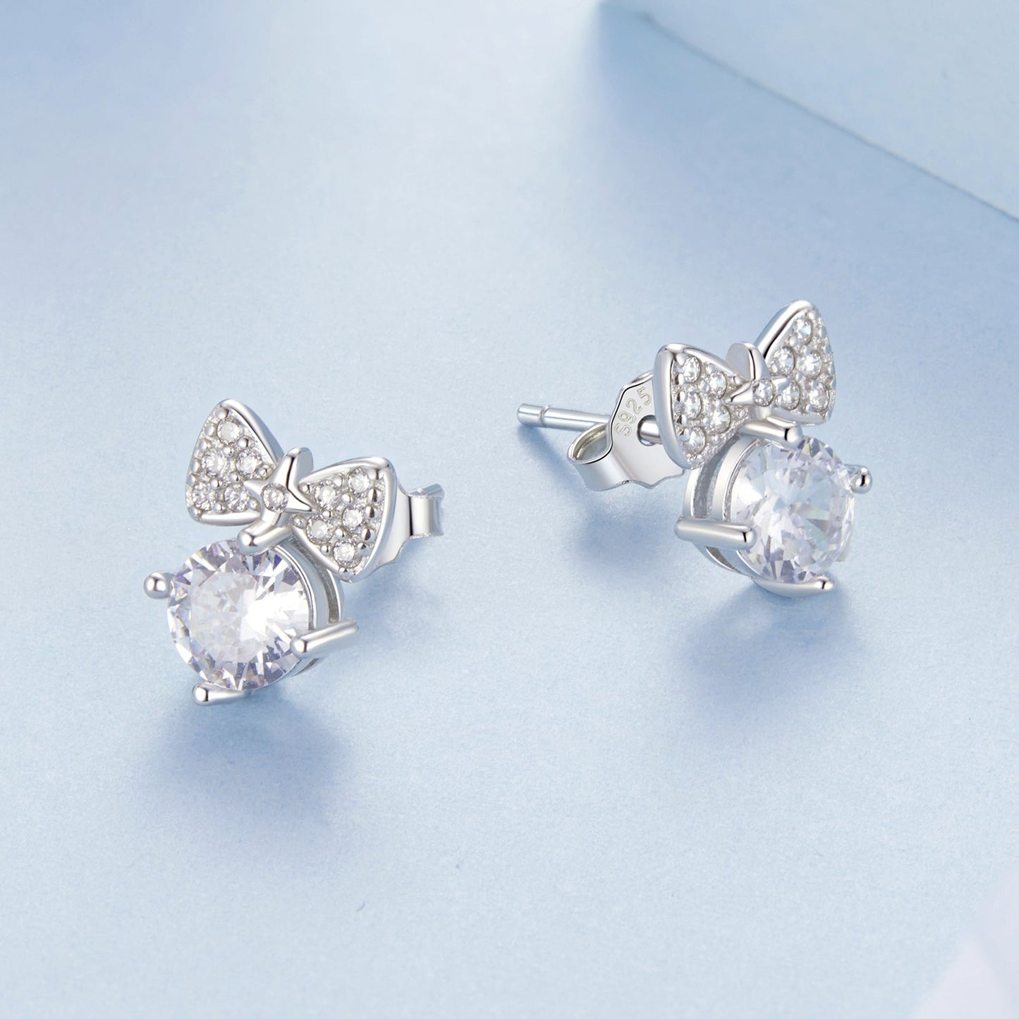 925 Sterling Silver Earrings with CZ and White Gold Plating for Women