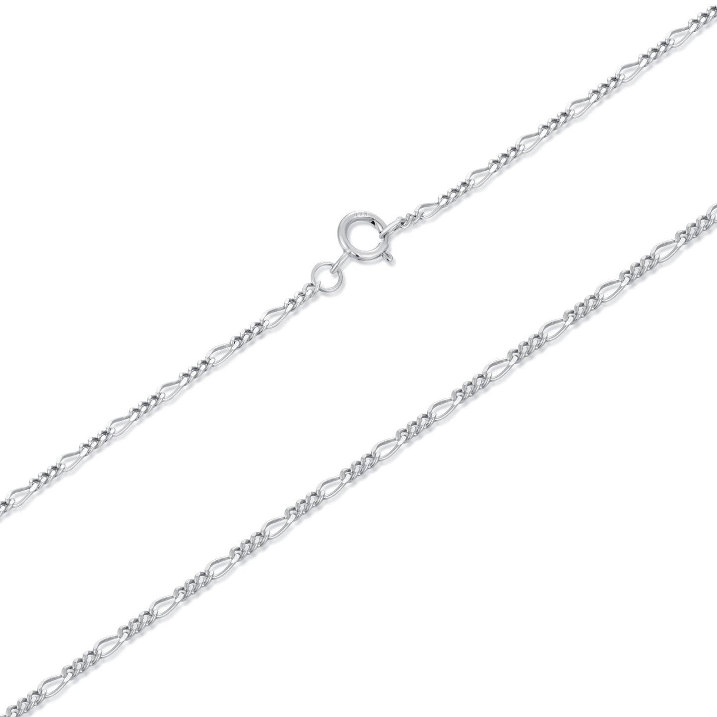 925 Sterling Silver 40cm Necklace with Plated White Gold