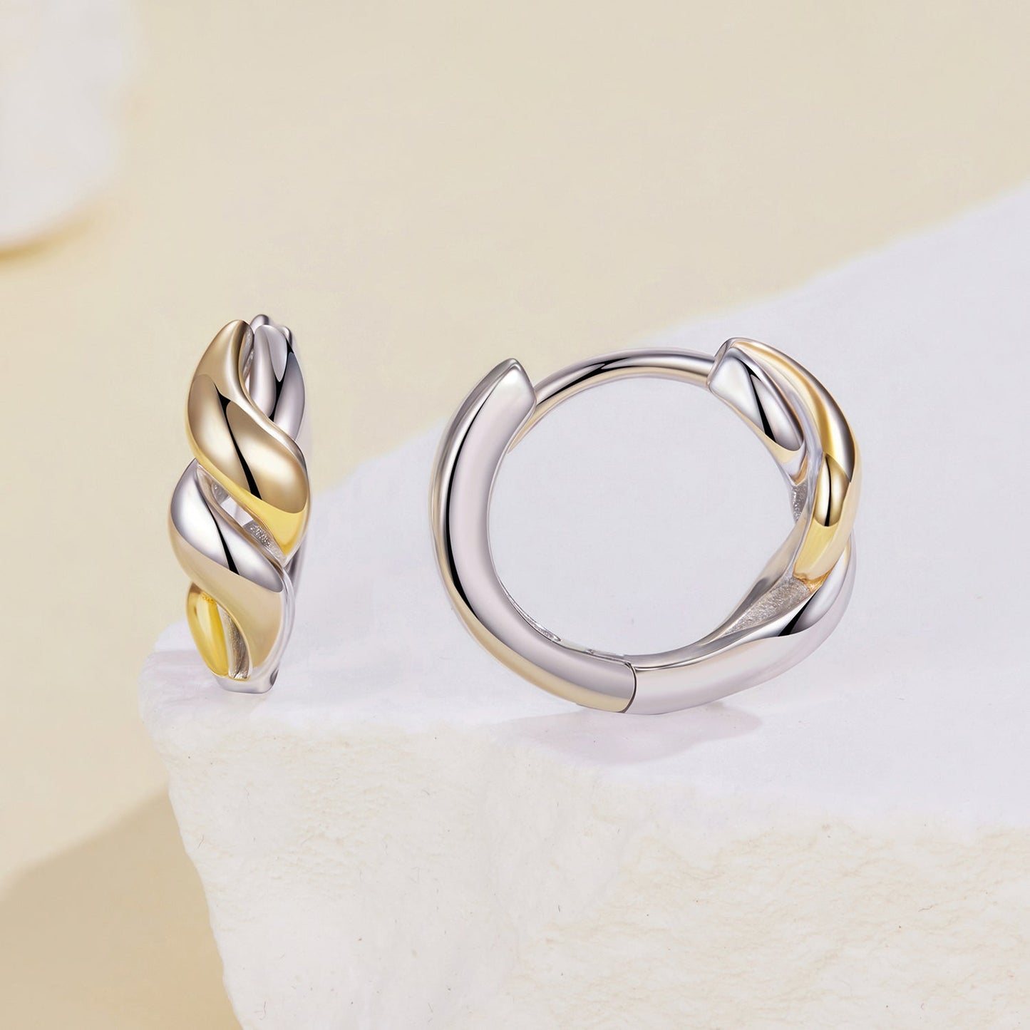 925 Sterling Silver Earrings with Plated White Gold and Gold for Women
