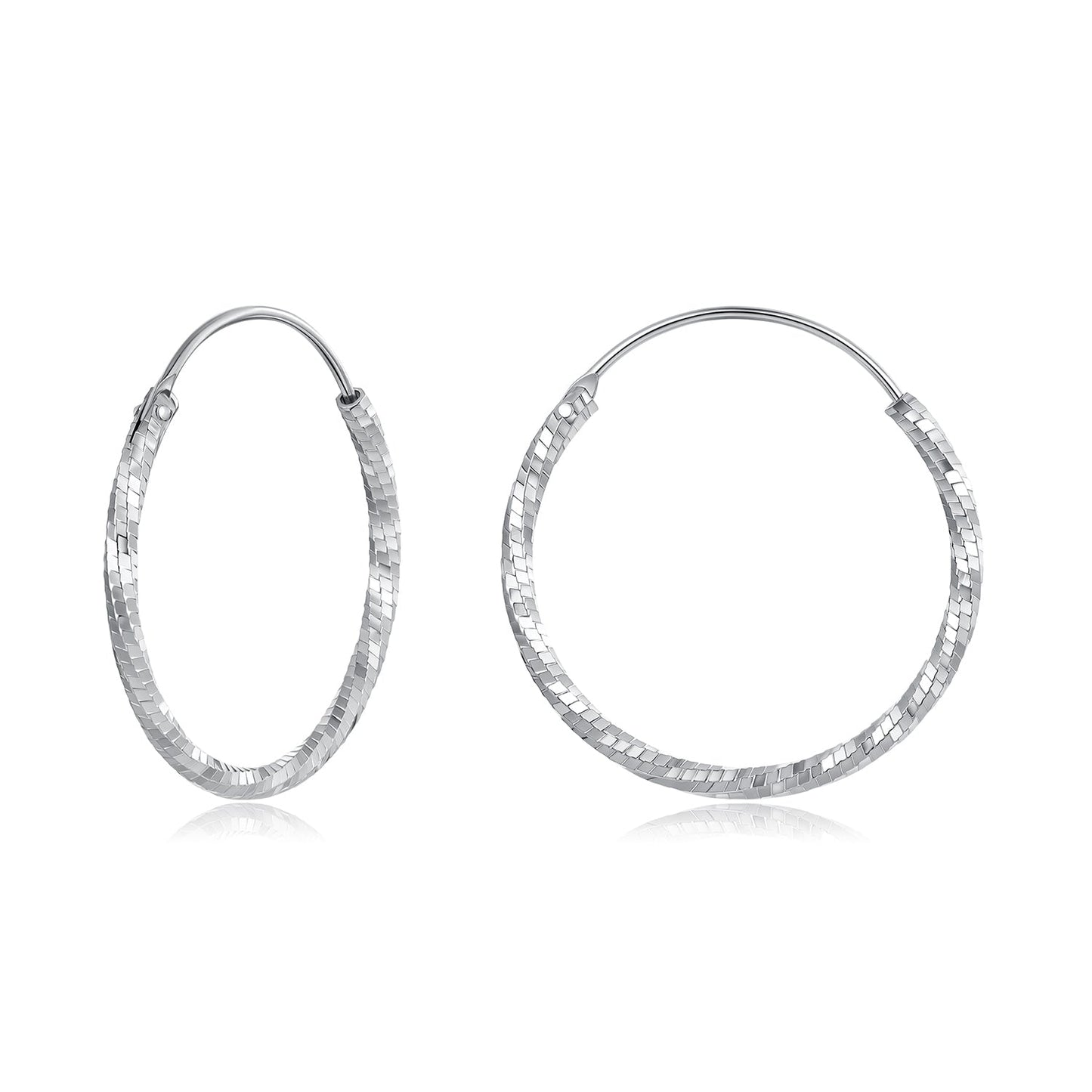 925 Sterling Silver Earrings for Women - White Gold Plated, 2.6*0.2 cm, Style L