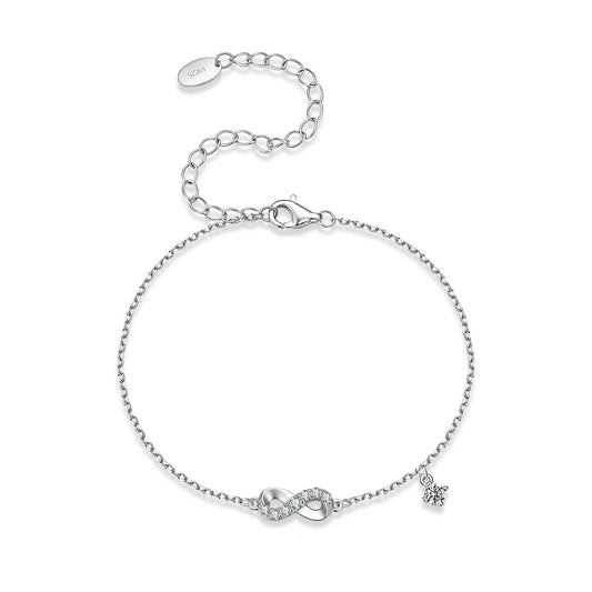 925 Sterling Silver White Gold Plated Moissanite 15+6cm Bracelet for Women