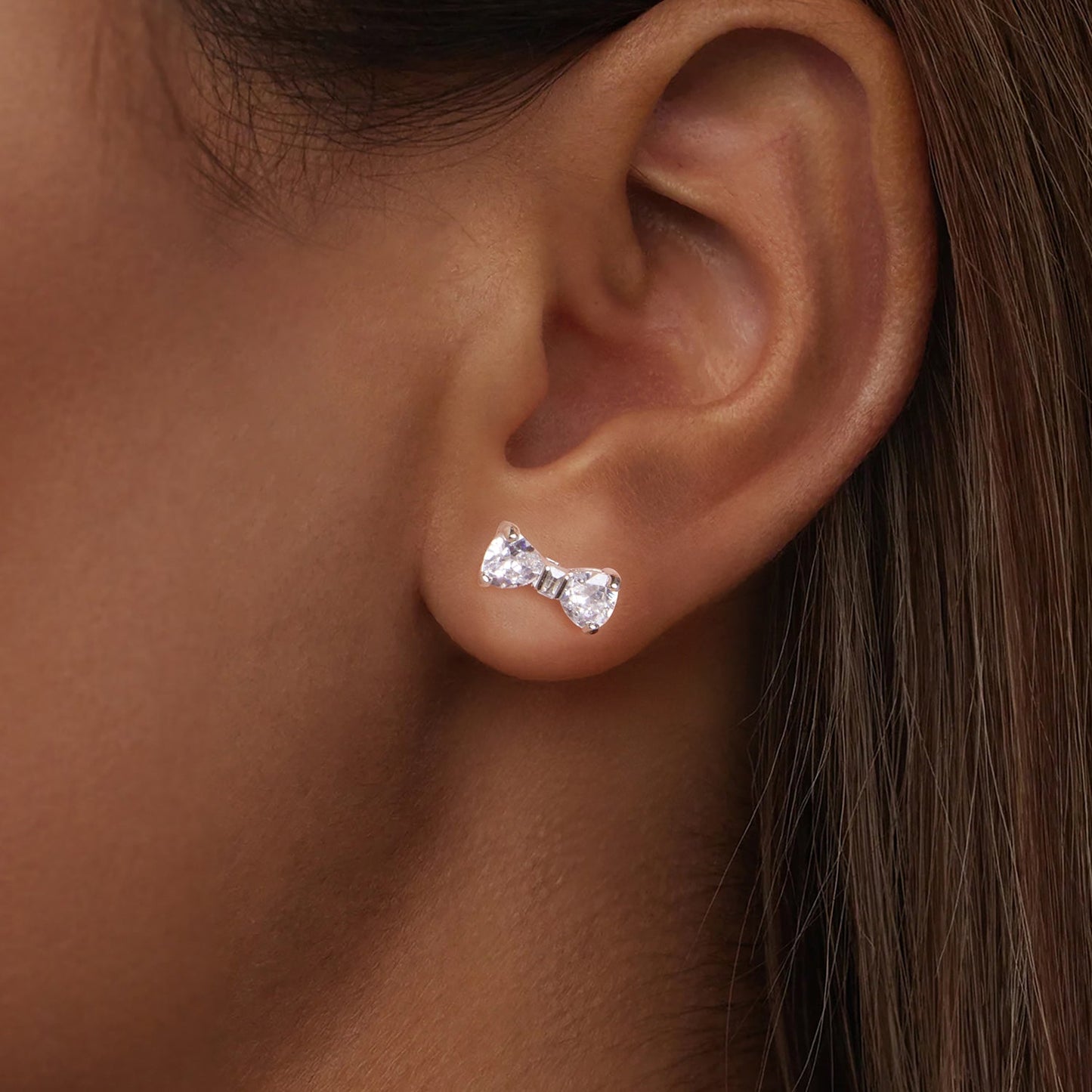 925 Sterling Silver Earrings with Pavé Setting CZ and White Gold Plating