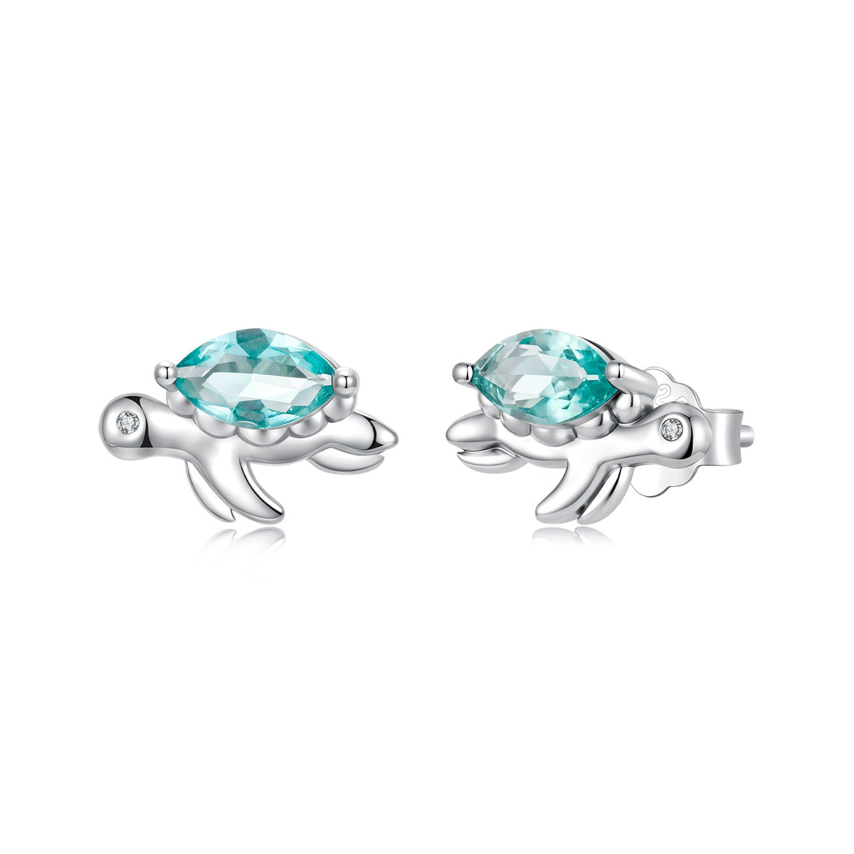 925 Sterling Silver White Gold Plated Transparent Glass CZ 0.6x0.9cm Earrings for Women