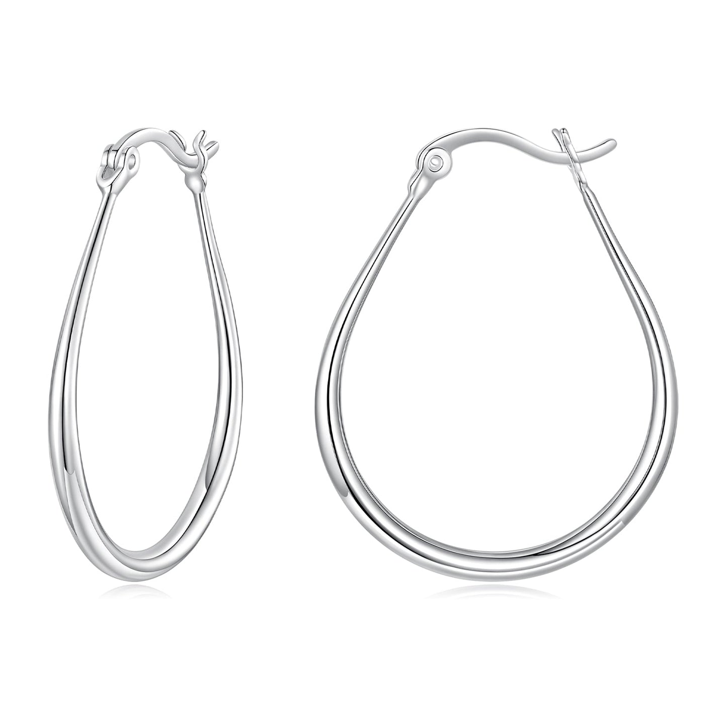 925 Sterling Silver Earrings for Women - 2.9x0.2cm, Plated White Gold, Style L