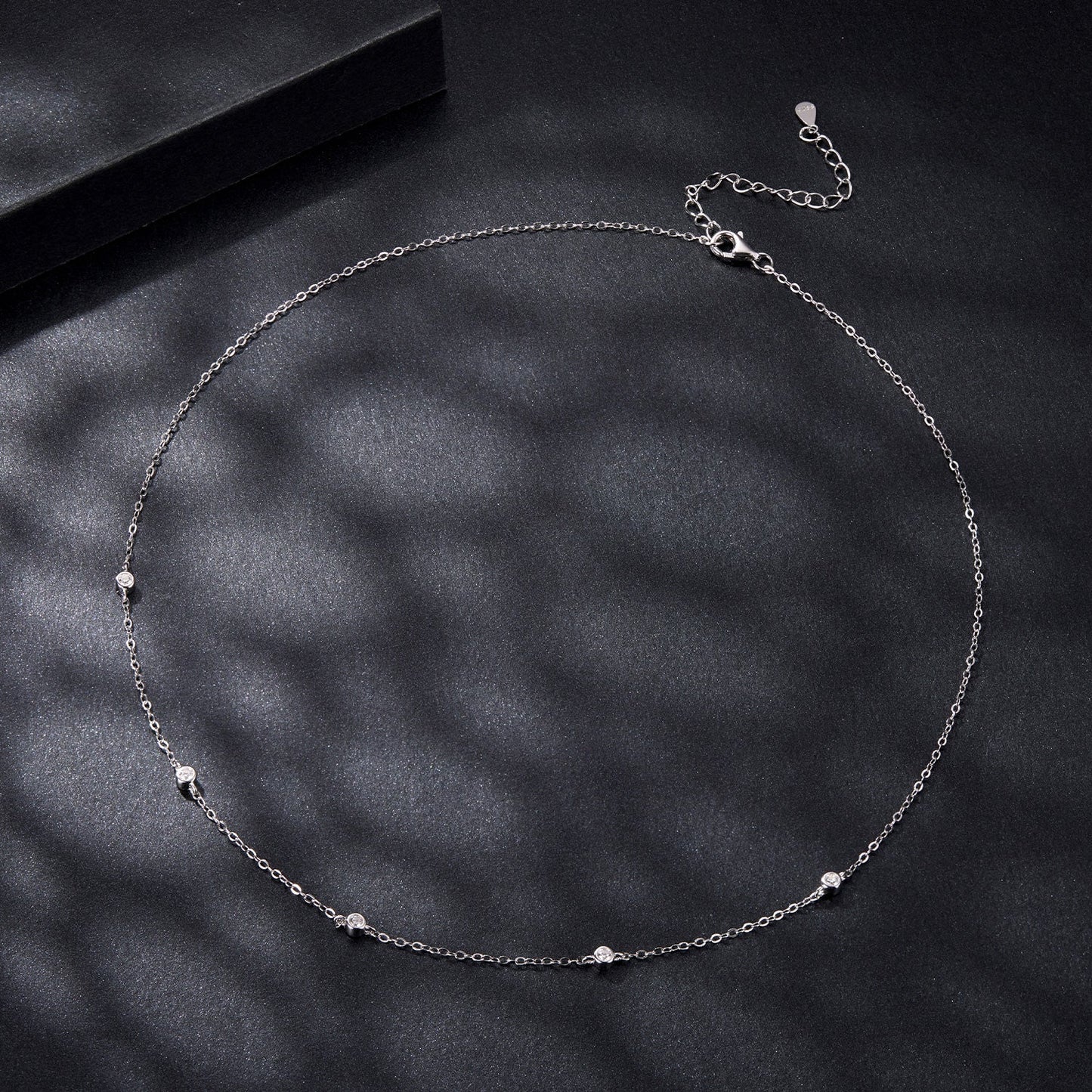 925 Sterling Silver White Gold Plated Adjustable Moissanite Necklace for Women