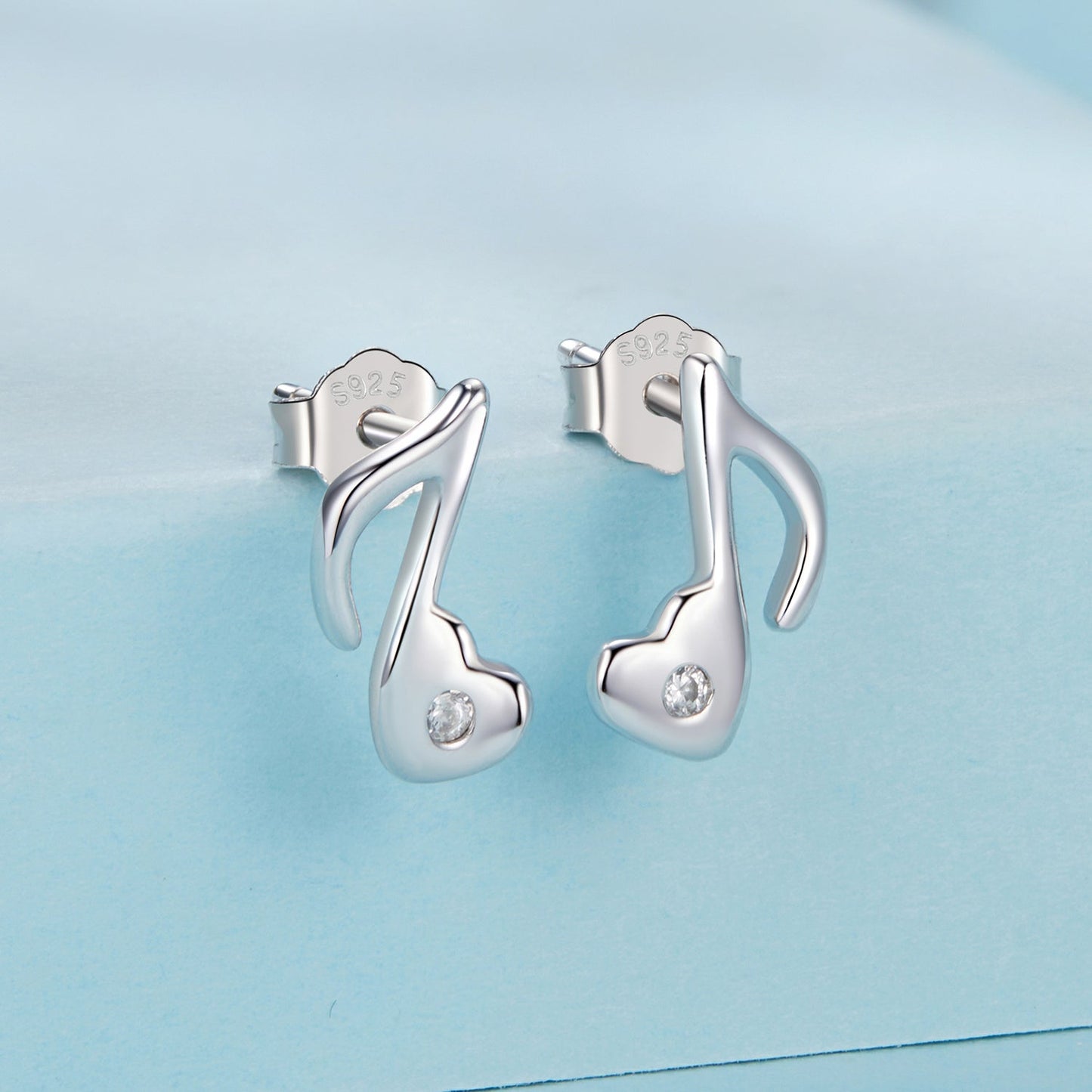 925 Sterling Silver Earrings with Pavé Setting CZ in White Gold Finish, 1x0.7cm for Women