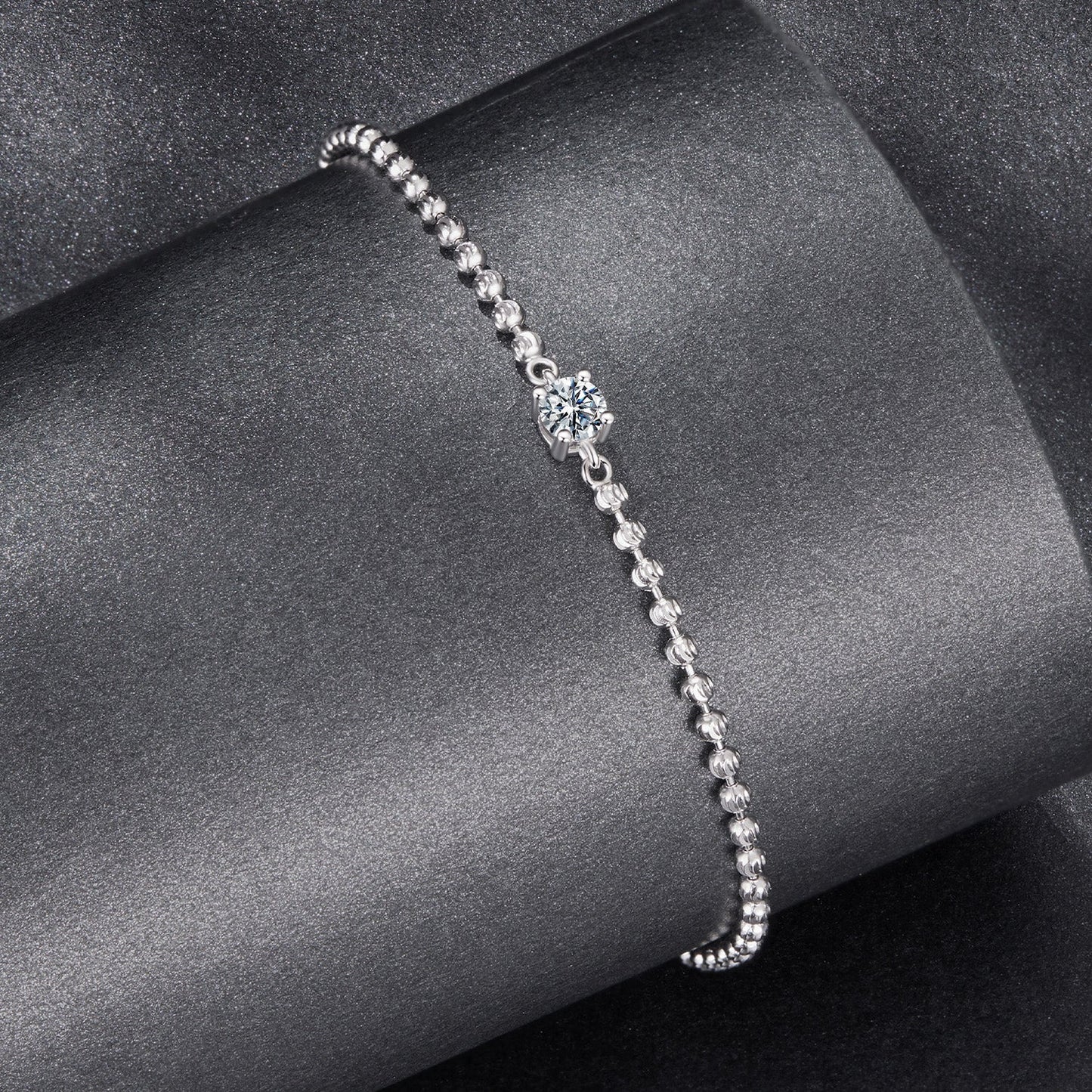 925 Sterling Silver Moissanite Bracelet 15+6cm with White Gold Plating for Women