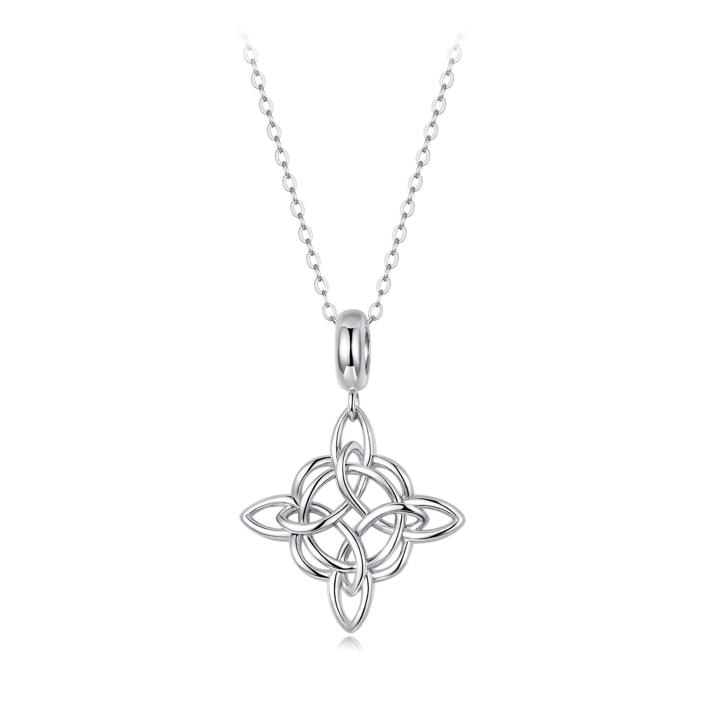 925 Sterling Silver Necklace with White Gold Plating and CZ - 40+5cm for Women