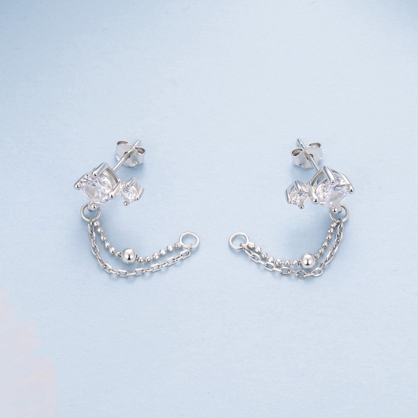 925 Sterling Silver White Gold Plated Pavé Setting CZ Earrings, 1.5cm for Women