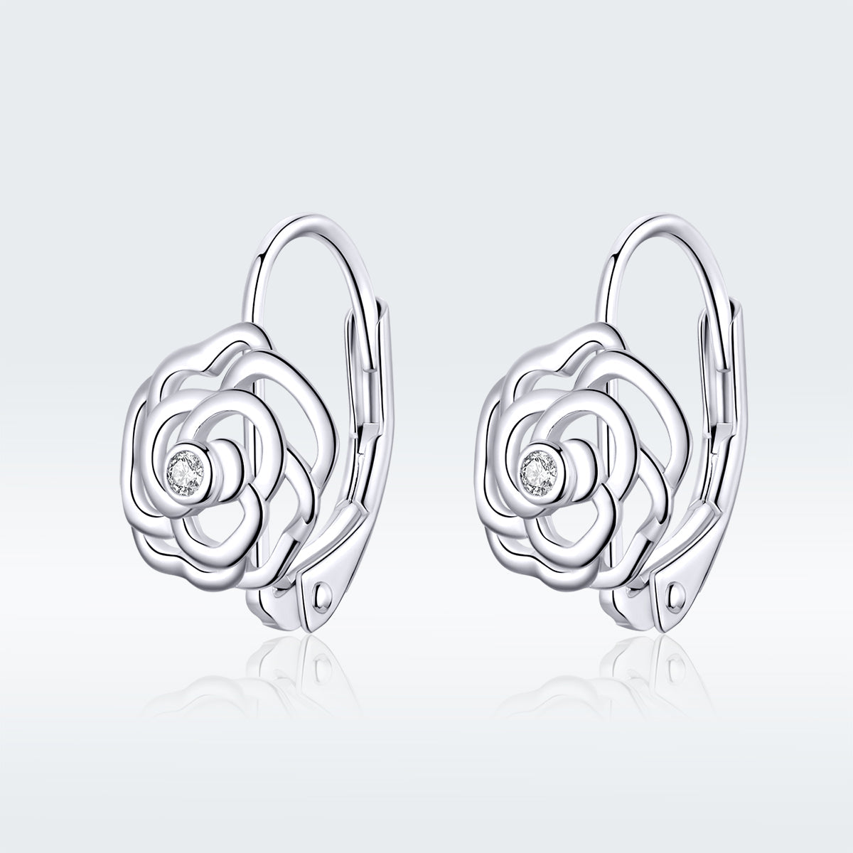925 Sterling Silver Earrings with Pavé Setting CZ - 1.4x0.9 cm for Women