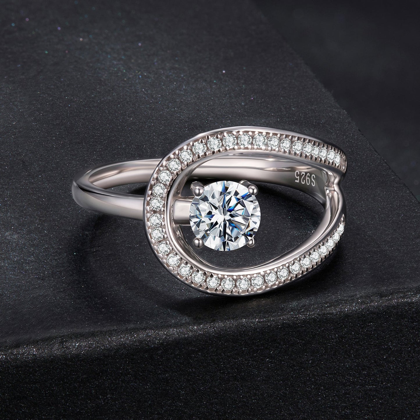 925 Sterling Silver 0.50 Carat Moissanite Ring Size 6 for Women
