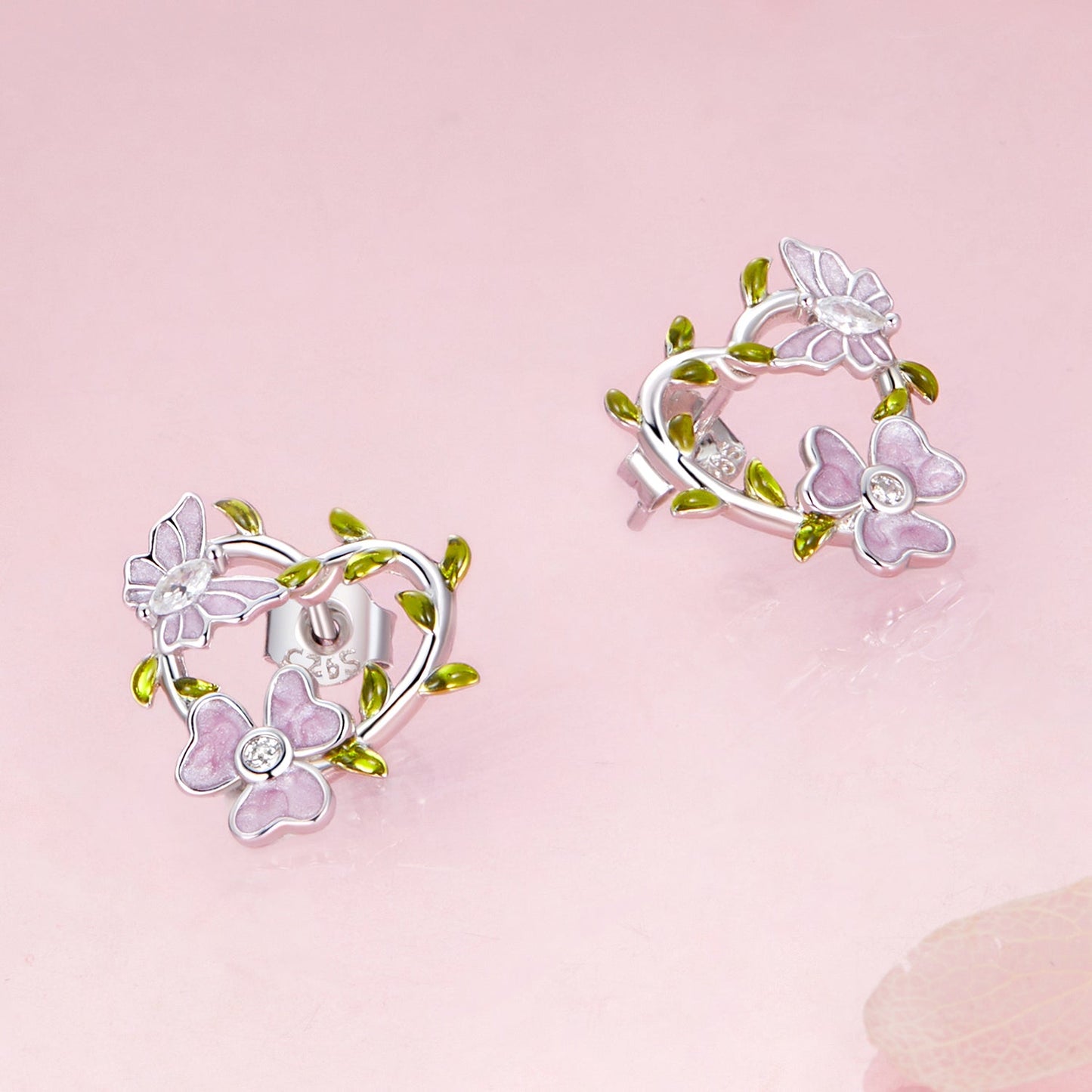 925 Sterling Silver Enamel CZ Plated Earrings