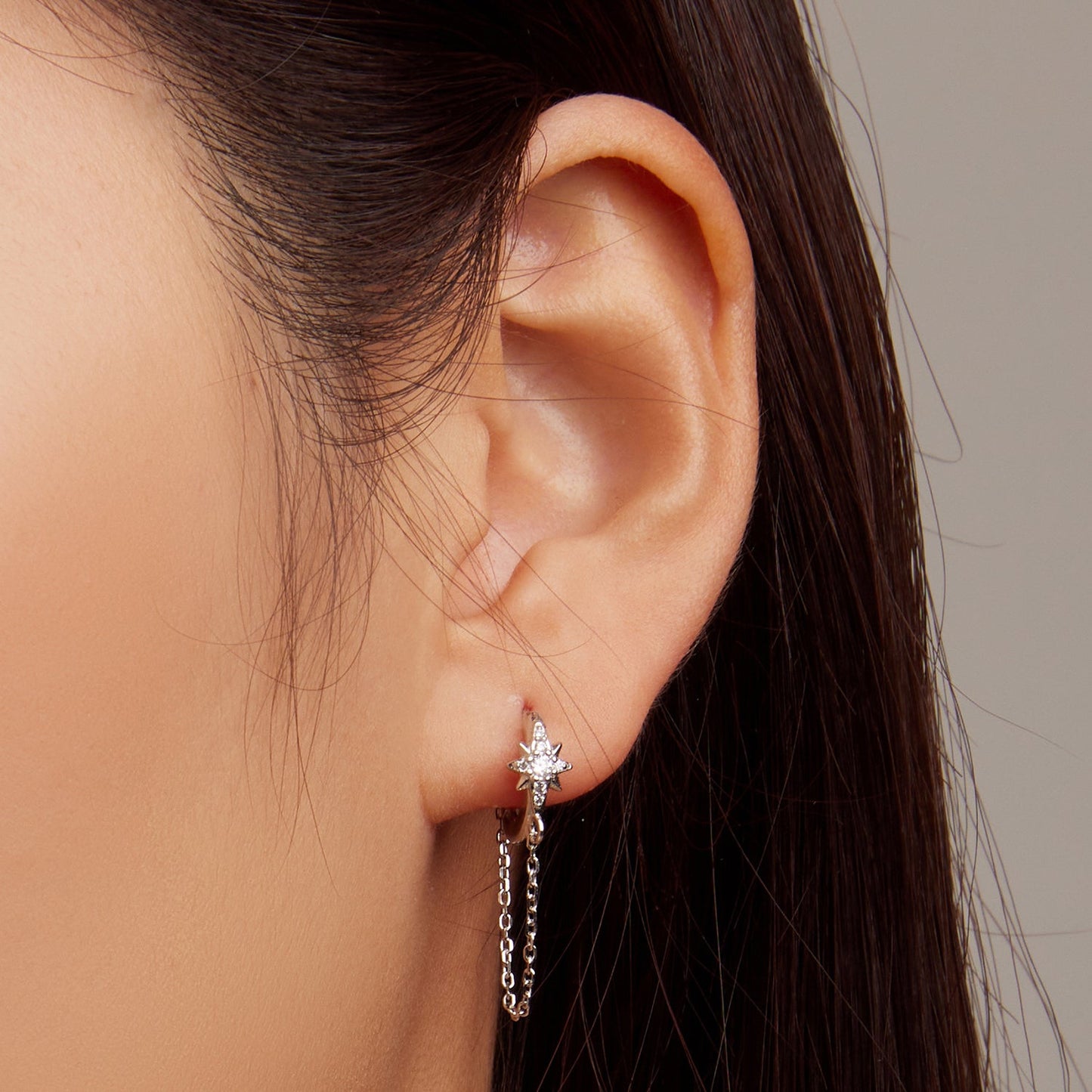 925 Sterling Silver Earrings with Pavé Setting and Platinum Plating, 2.7 x 0.6 cm for Women