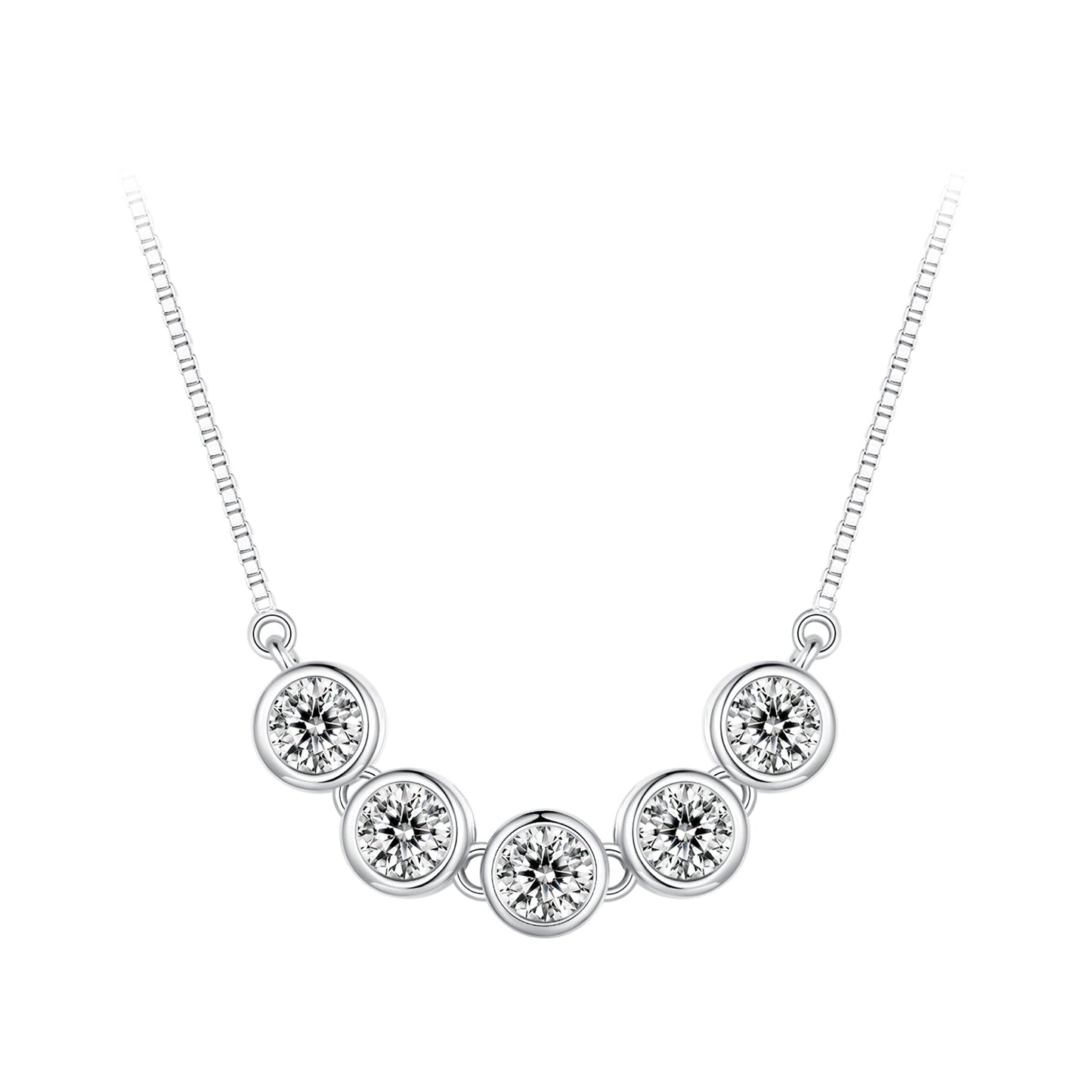 925 Sterling Silver 4mm Moissanite Plated Platinum Necklace for Women