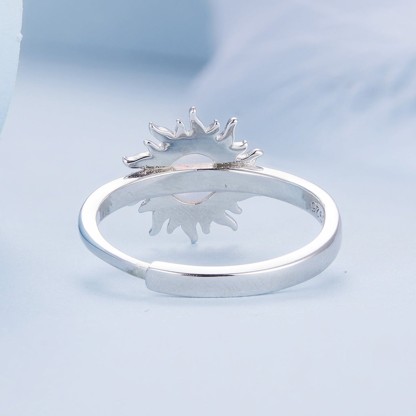 925 Sterling Silver Translucent Opal Platinum Plated Ring