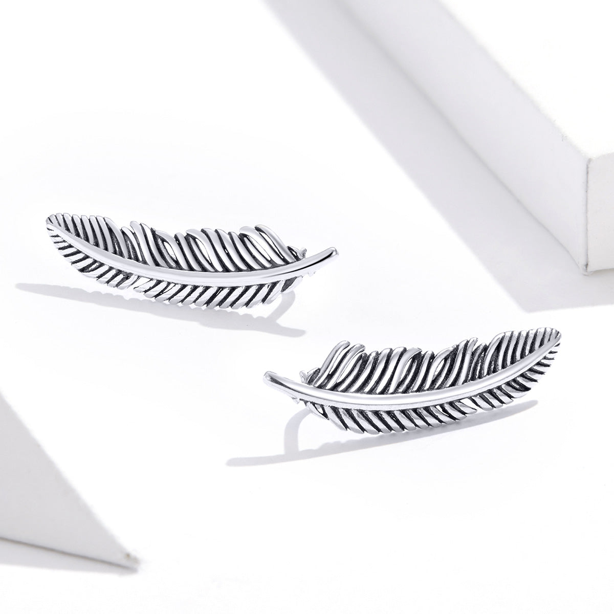 925 Sterling Silver Earrings - Oxidized Silver - 2.4cm x 0.7cm - Women