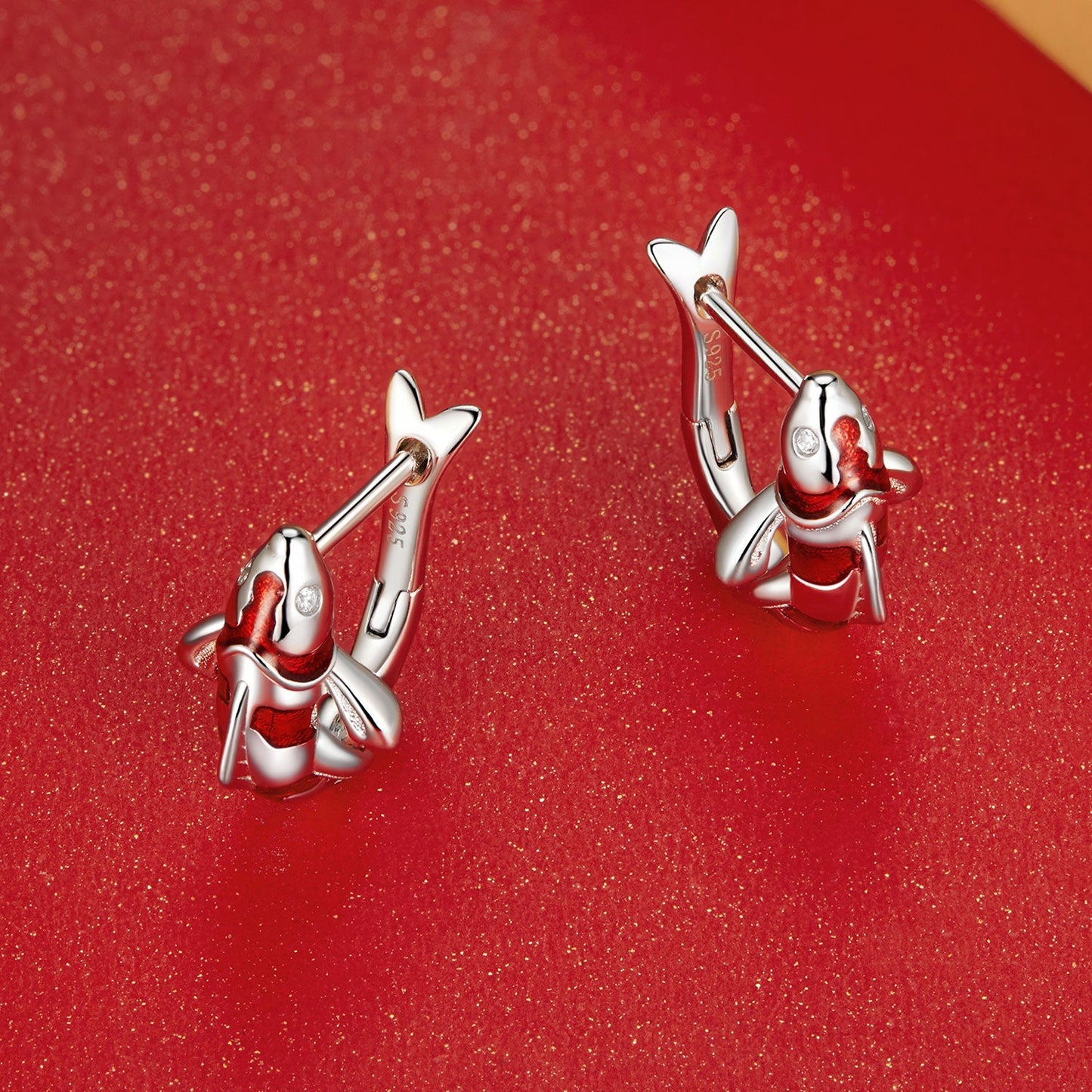 925 Sterling Silver Enamel and CZ Earrings with Platinum Plating for Women