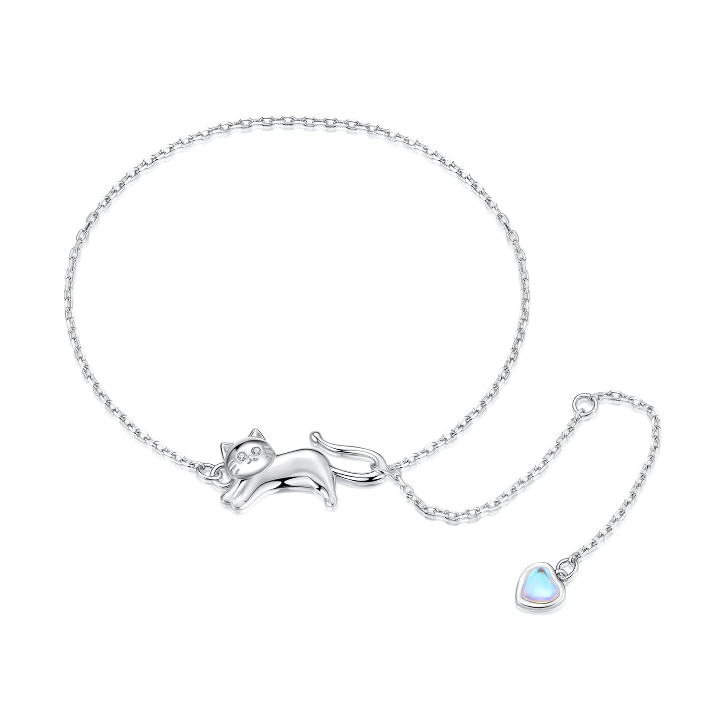 925 Sterling Silver White Gold Plated Moonstone CZ Bracelet for Women