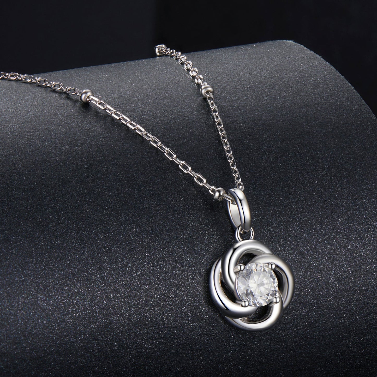 925 Sterling Silver 0.5 Carat Moissanite Necklace with White Gold Plating for Women