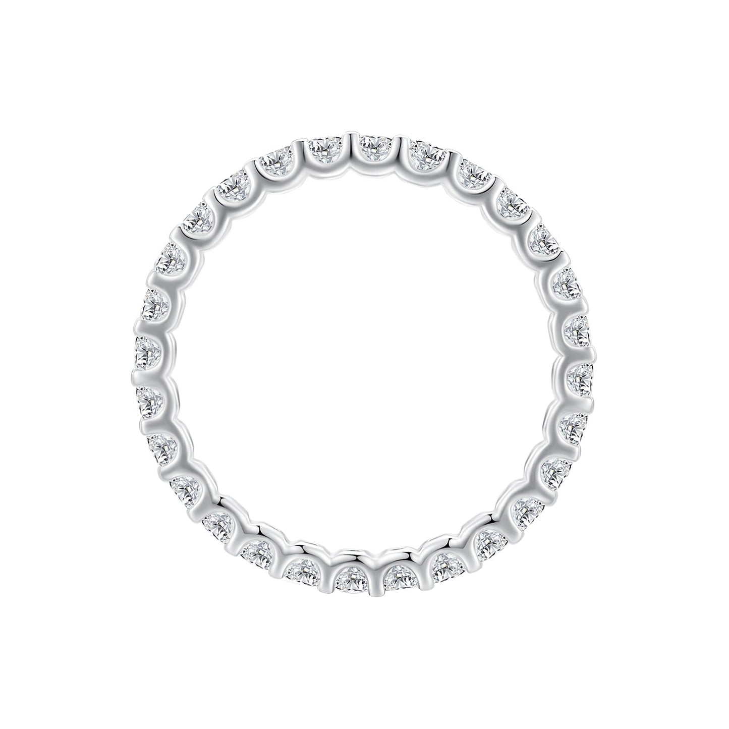 S925 Sterling Silver 2.0mm Moissanite Ring Size 9 for Women