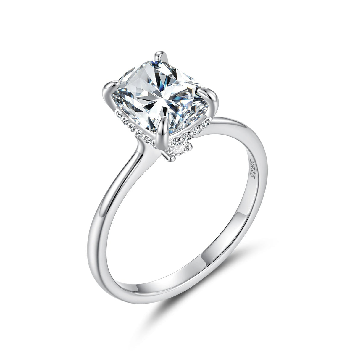 925 Sterling Silver White Gold Plated 3ct Moissanite Size 6 Ring for Women