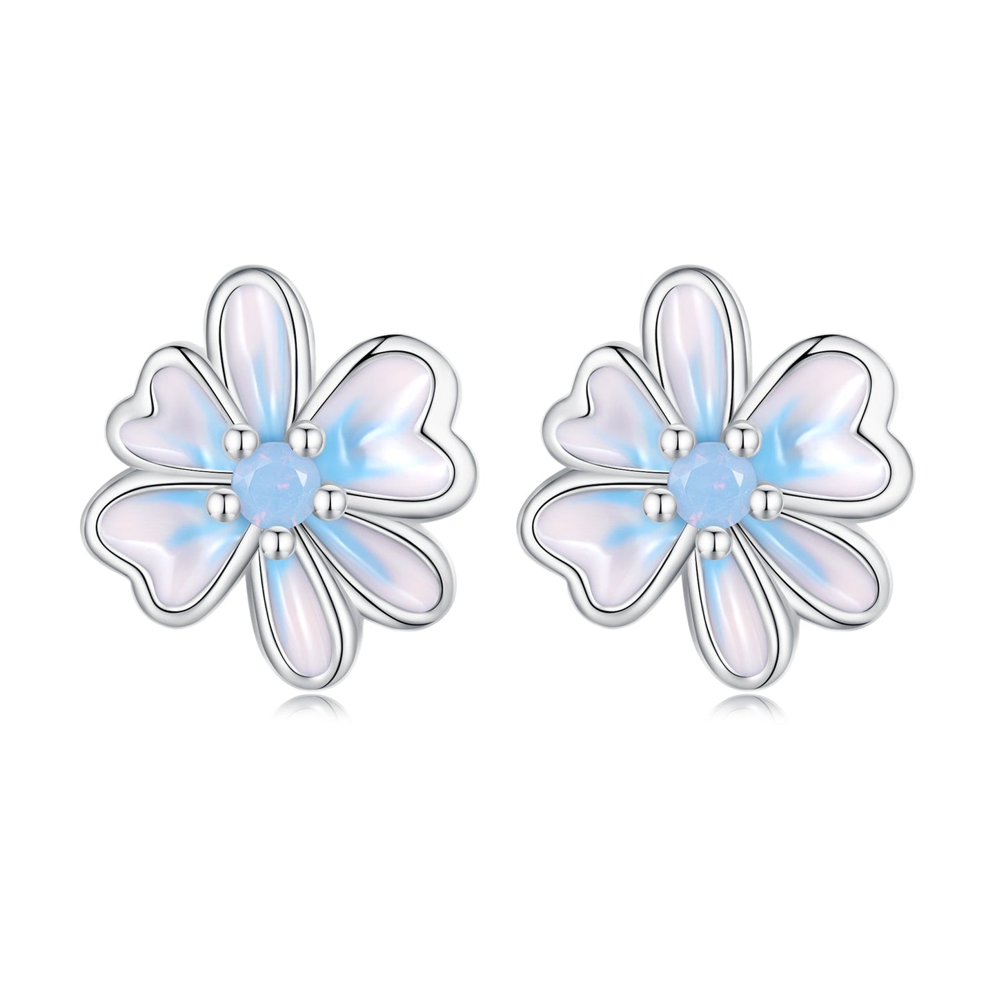 925 Sterling Silver Opal Nanometer Stone Enamel Earrings for Women
