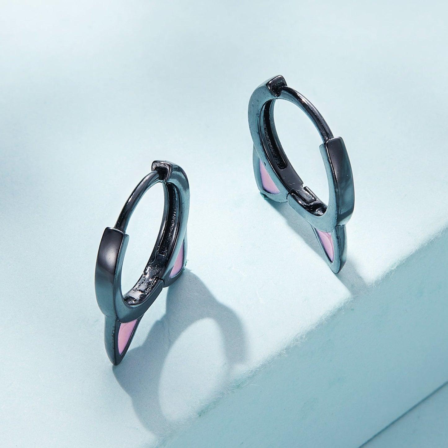925 Sterling Silver Enamel Black Gold Plated Earrings for Women