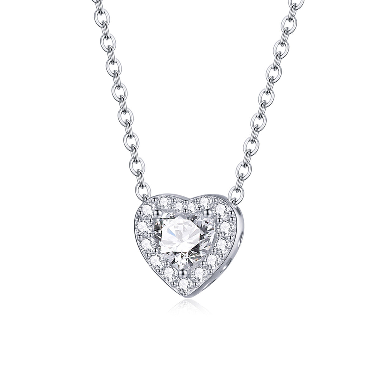 925 Sterling Silver Adjustable Cubic Zirconia Pendant Necklace for Women