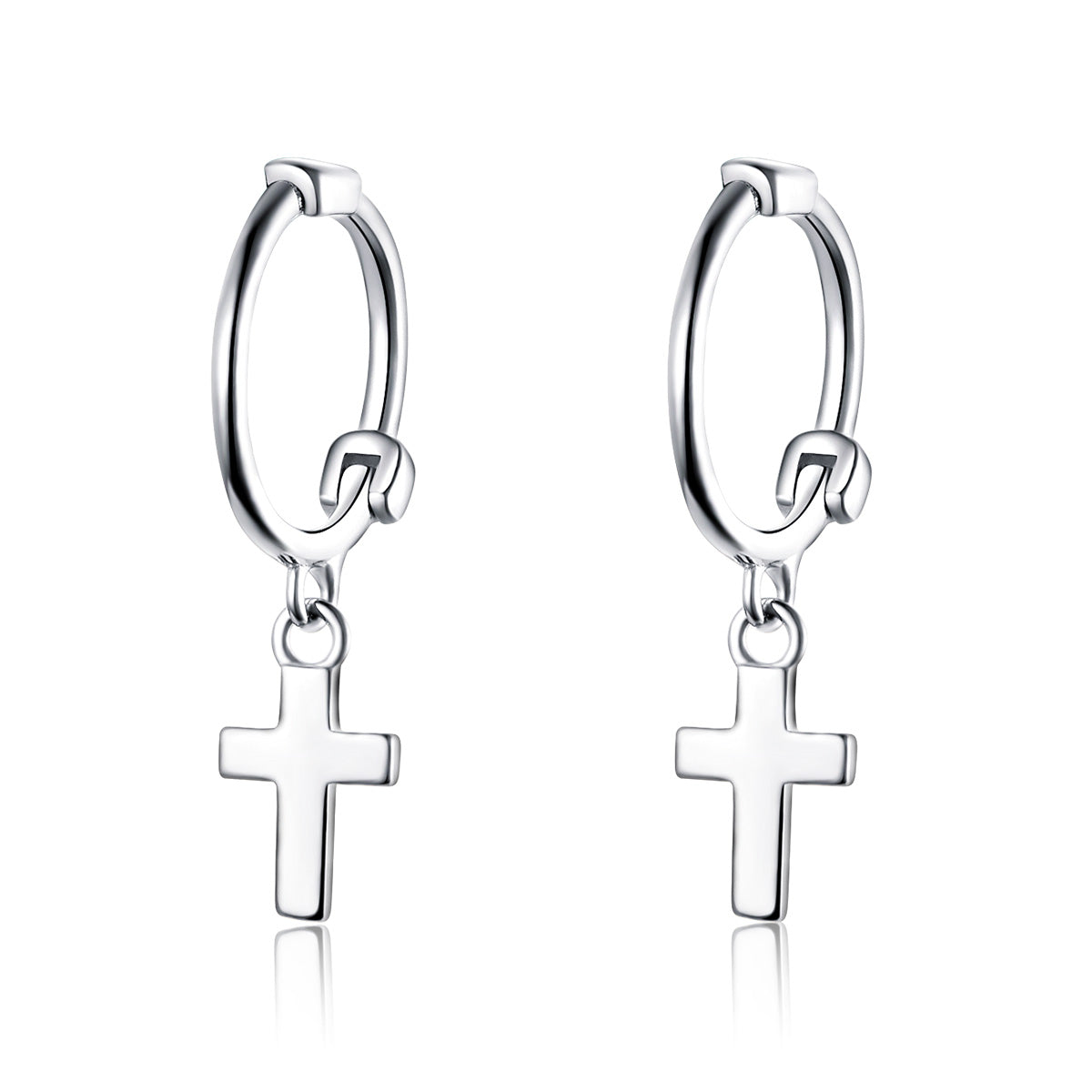 925 Sterling Silver Earrings Plated Platinum 1.9*0.5cm for Women