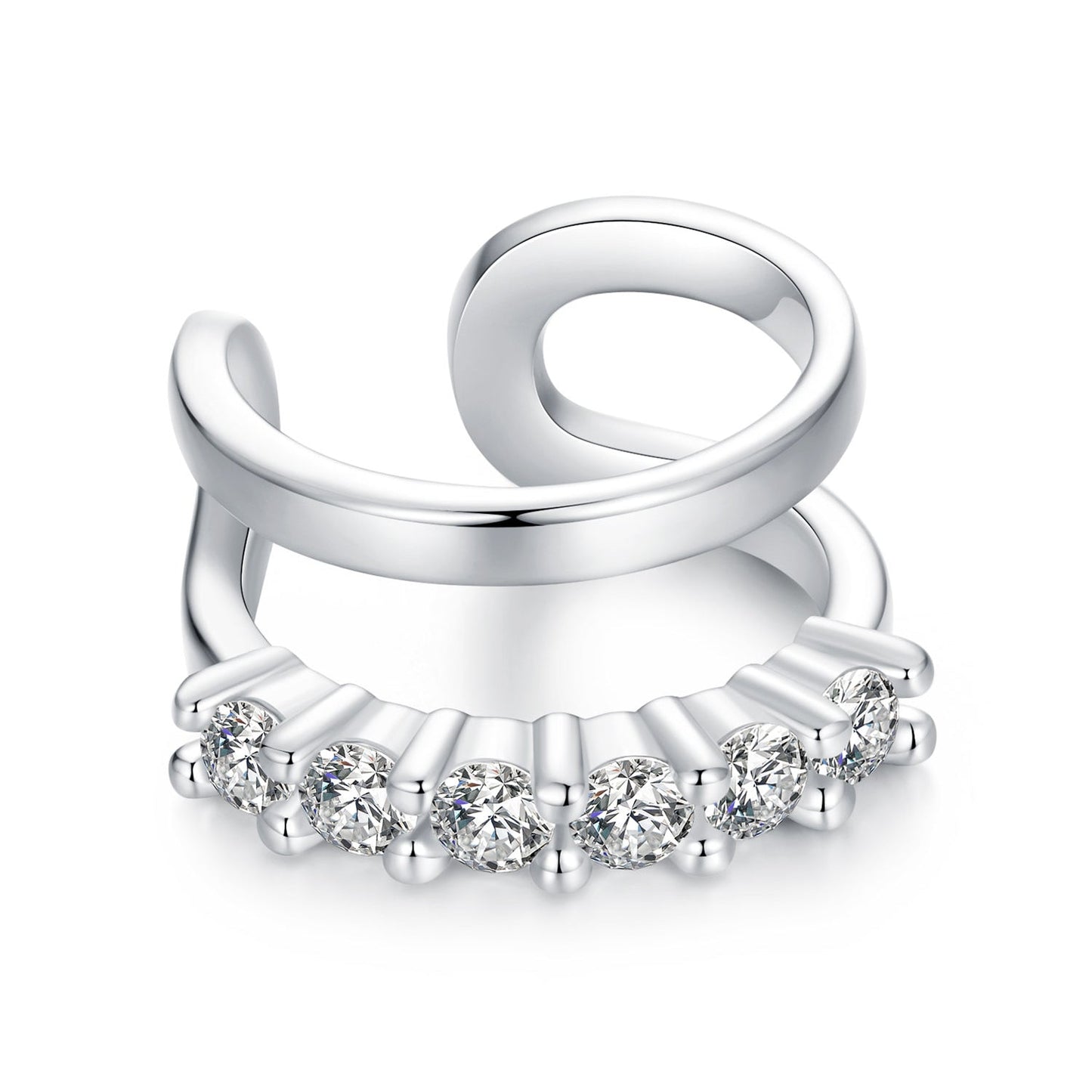 925 Sterling Silver Earrings with Pavé Setting CZ in Platinum