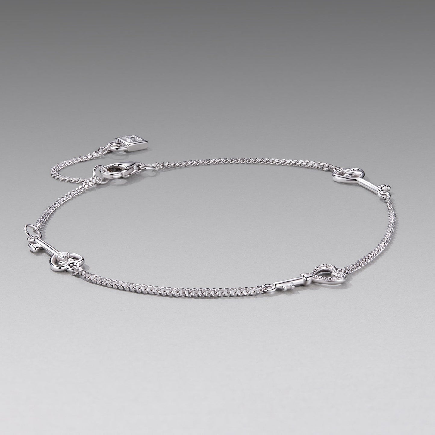 925 Sterling Silver White Gold Plated 21cm Pavé CZ Bracelet for Women