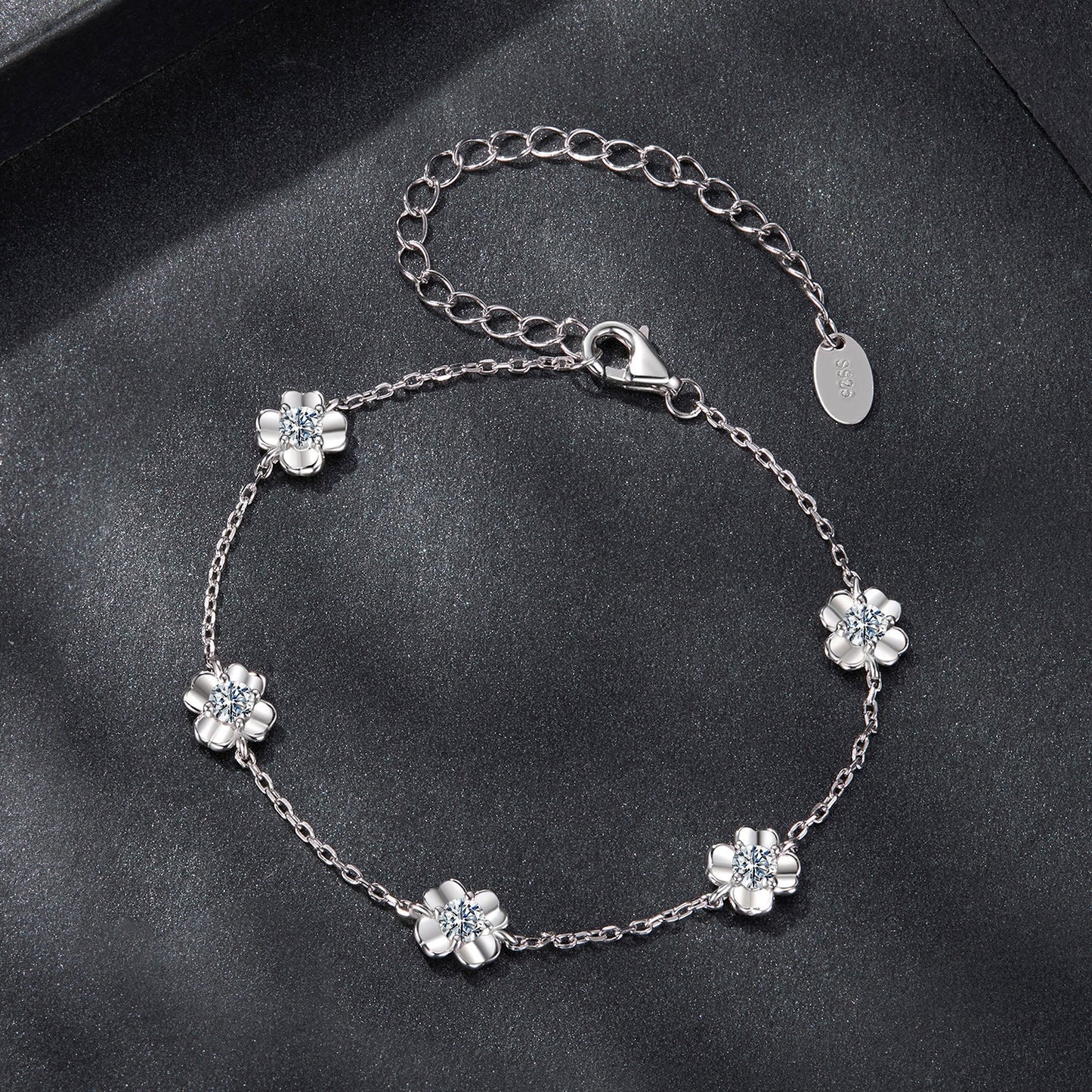 925 Sterling Silver 0.1 Carat Moissanite Bracelet for Women