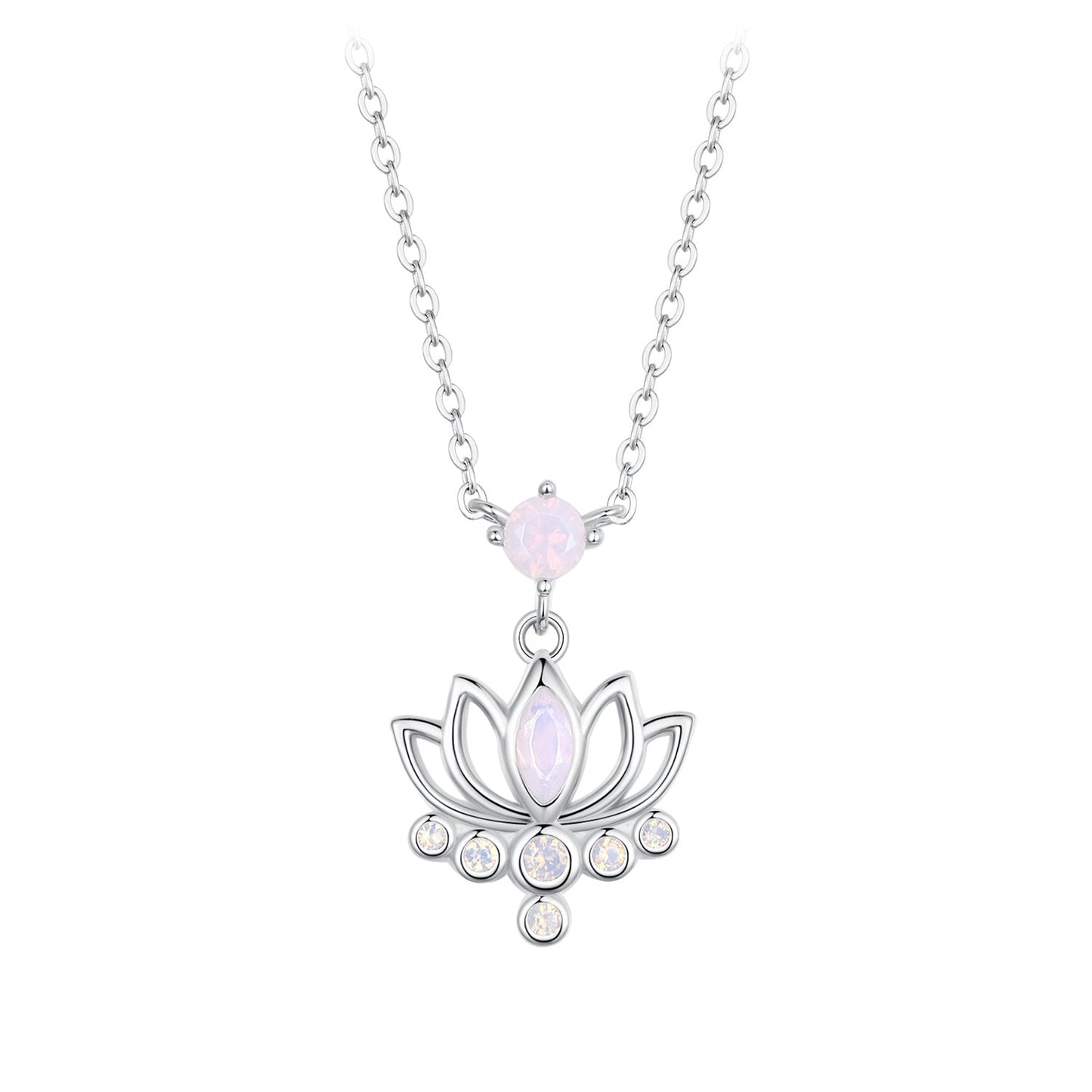 925 Sterling Silver Opal Nanometer Stone Necklace for Women